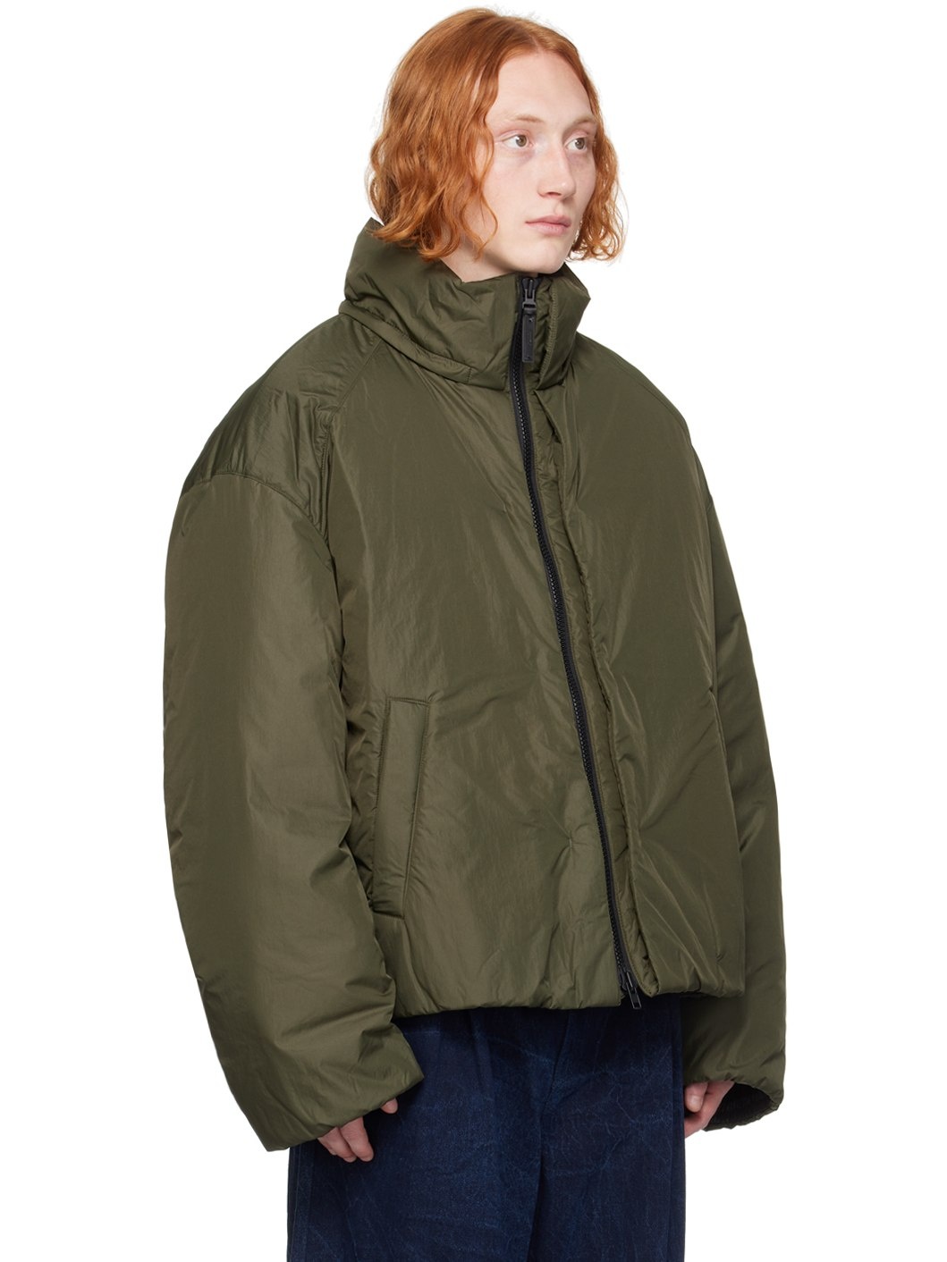 Green Vented Puffer Jacket - 4