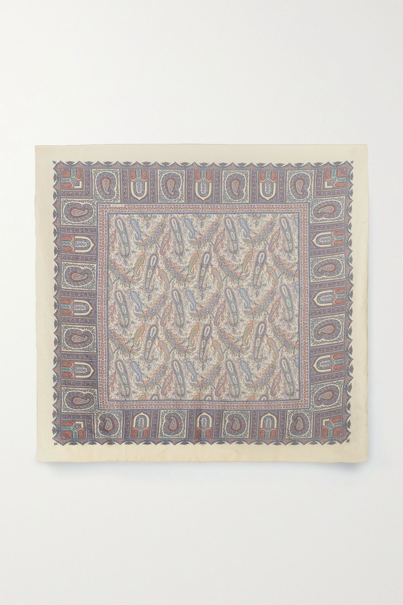 Bombay paisley-print wool and silk-blend scarf - 1