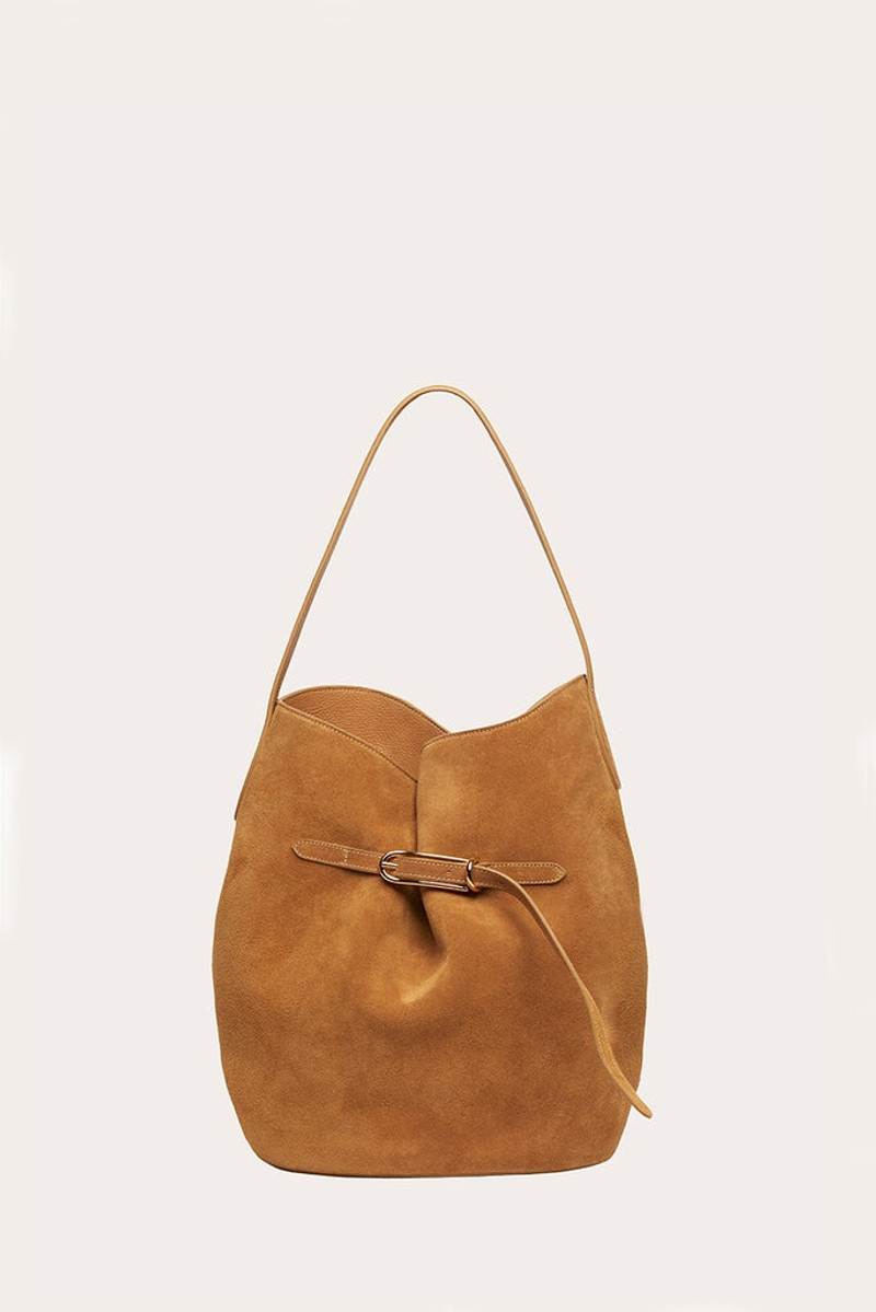 BELTED BUCKET BAG LARGE RHUM SUEDE 1