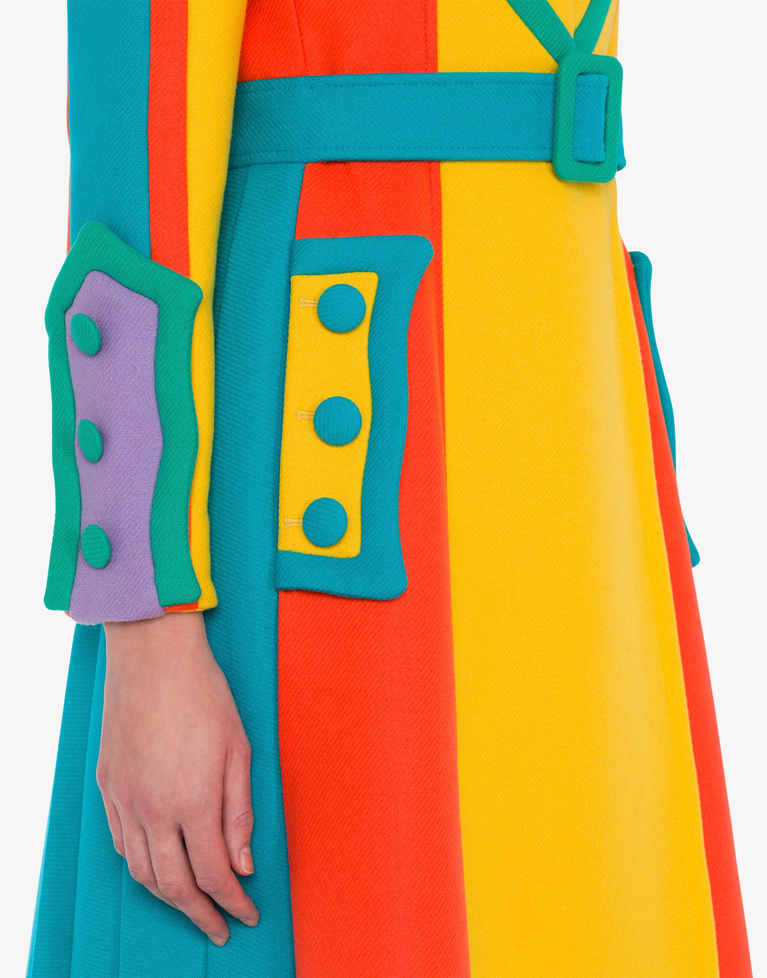 COLOUR BLOCK CLOTH COAT - 4