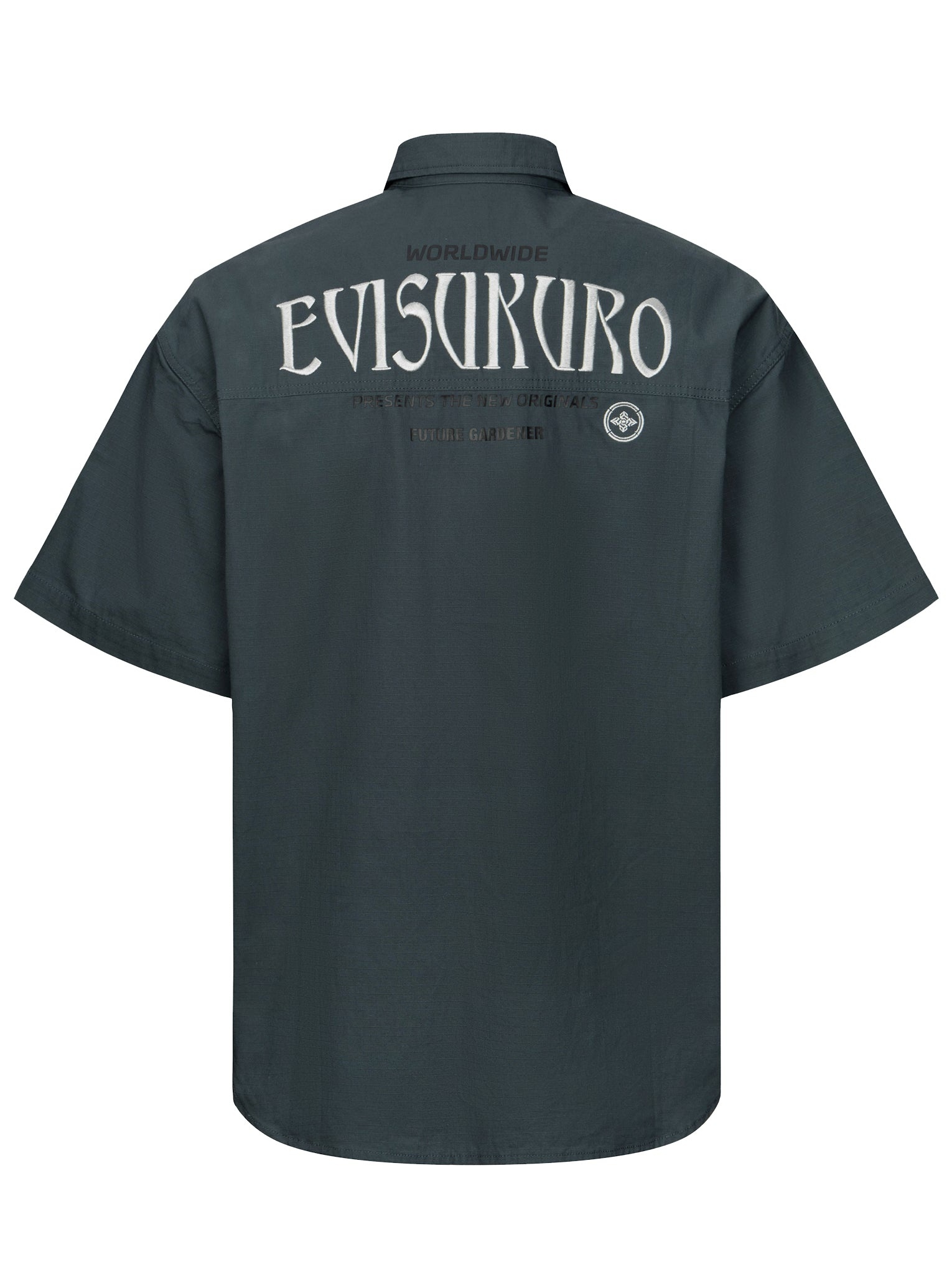 Logo Embroidery and Slogan Print Relax Fit Short-Sleeves Shirt - 12