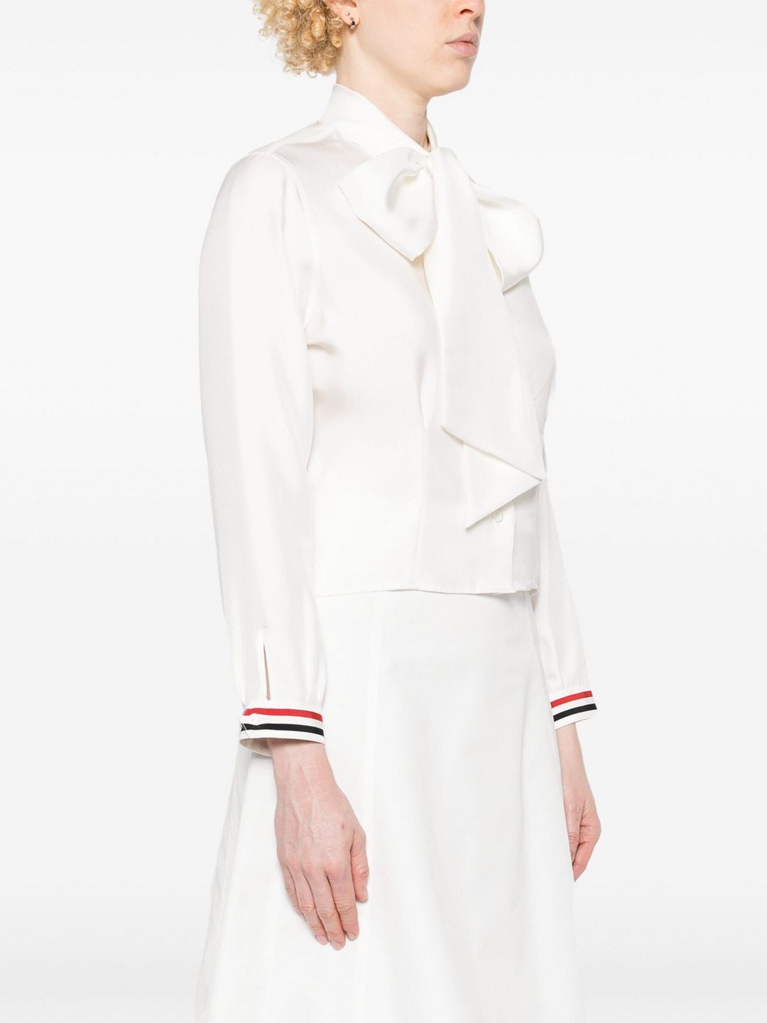 Silk Twill Bow Collar Blouse - 3