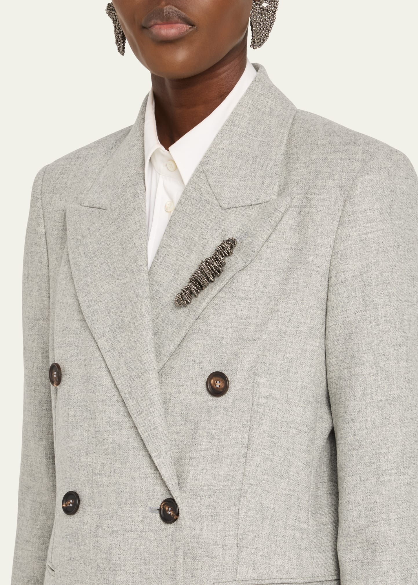 Cashmere-Wool Flannel Double-Breasted Blazer - 5