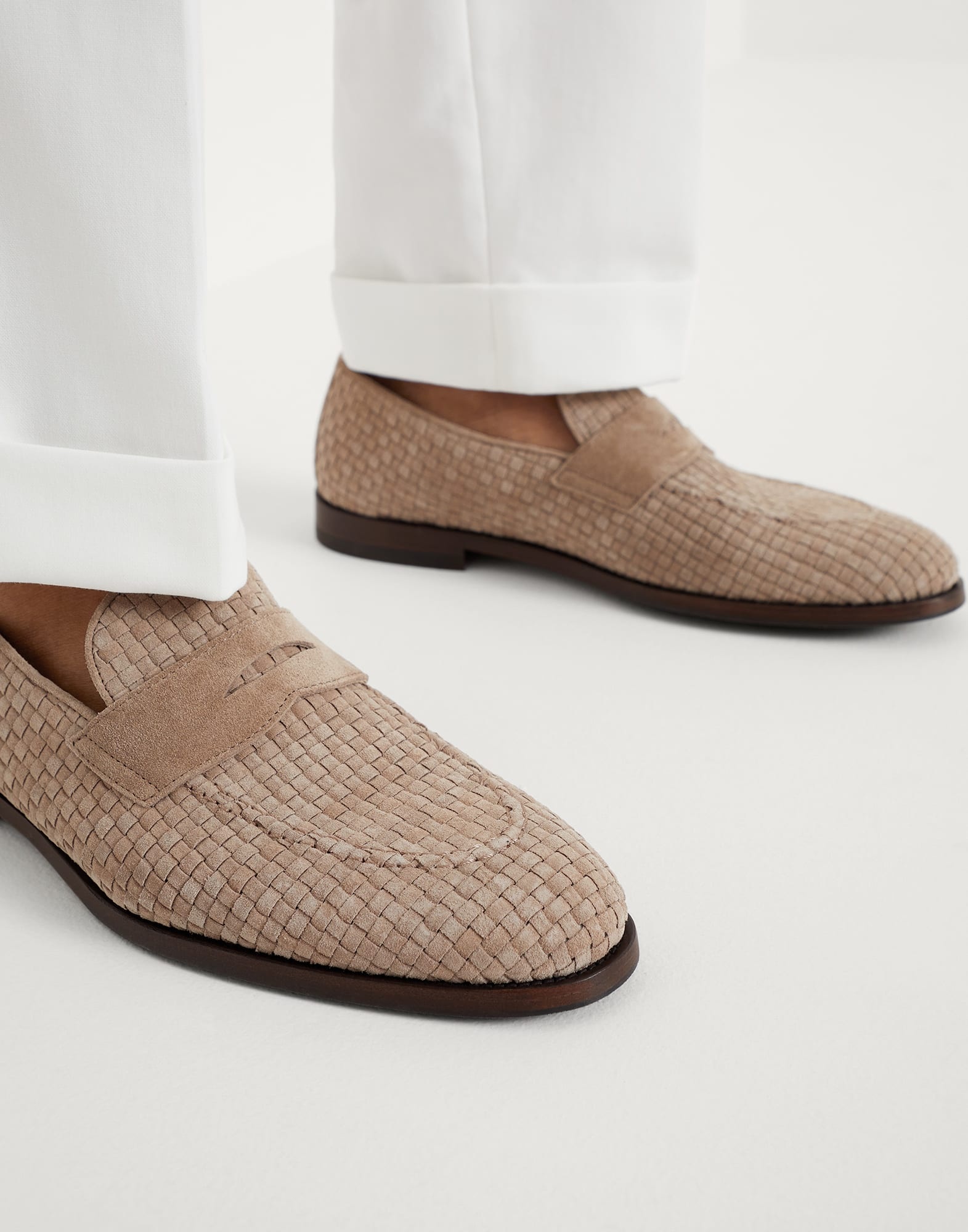 Woven suede penny loafers - 4