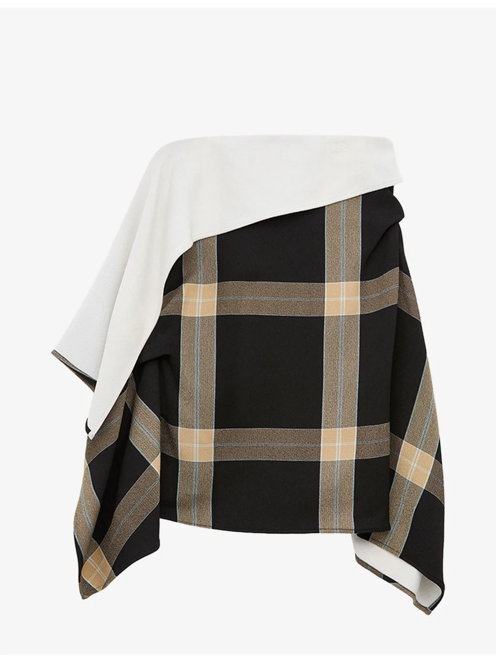 Checked Draped Stretch-Woven Midi Skirt - 1