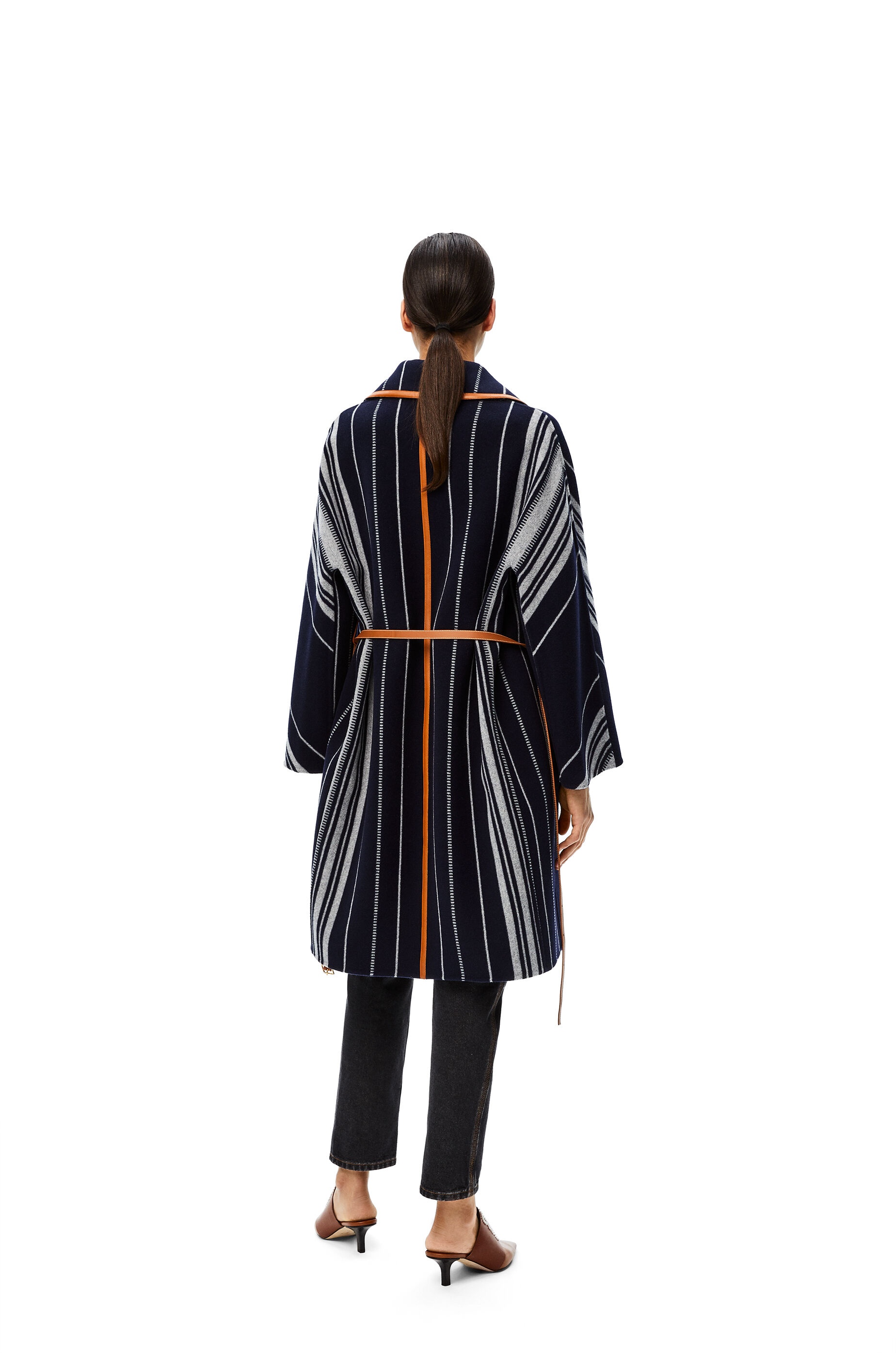 Blanket belted coat in striped wool and cashmere - 4