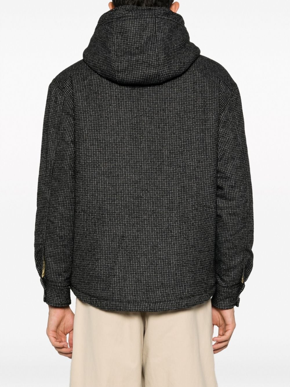 houndstooth-pattern hooded jacket - 4