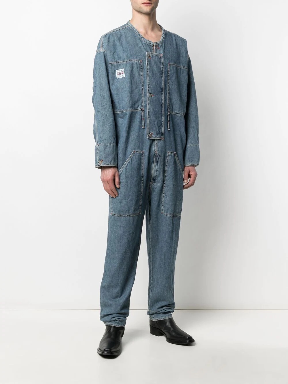 long-sleeve denim overall - 4