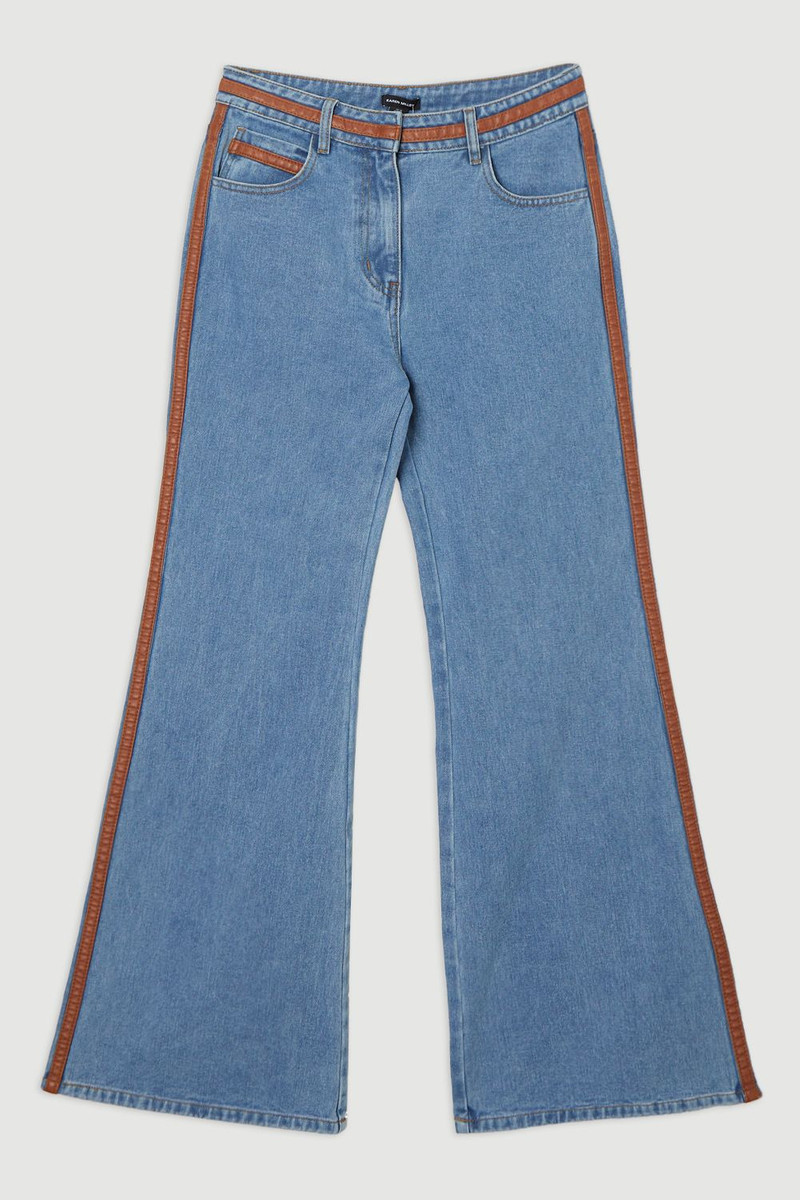 Petite Denim & Faux Leather Tipped Side Skinny Flare Jean 4