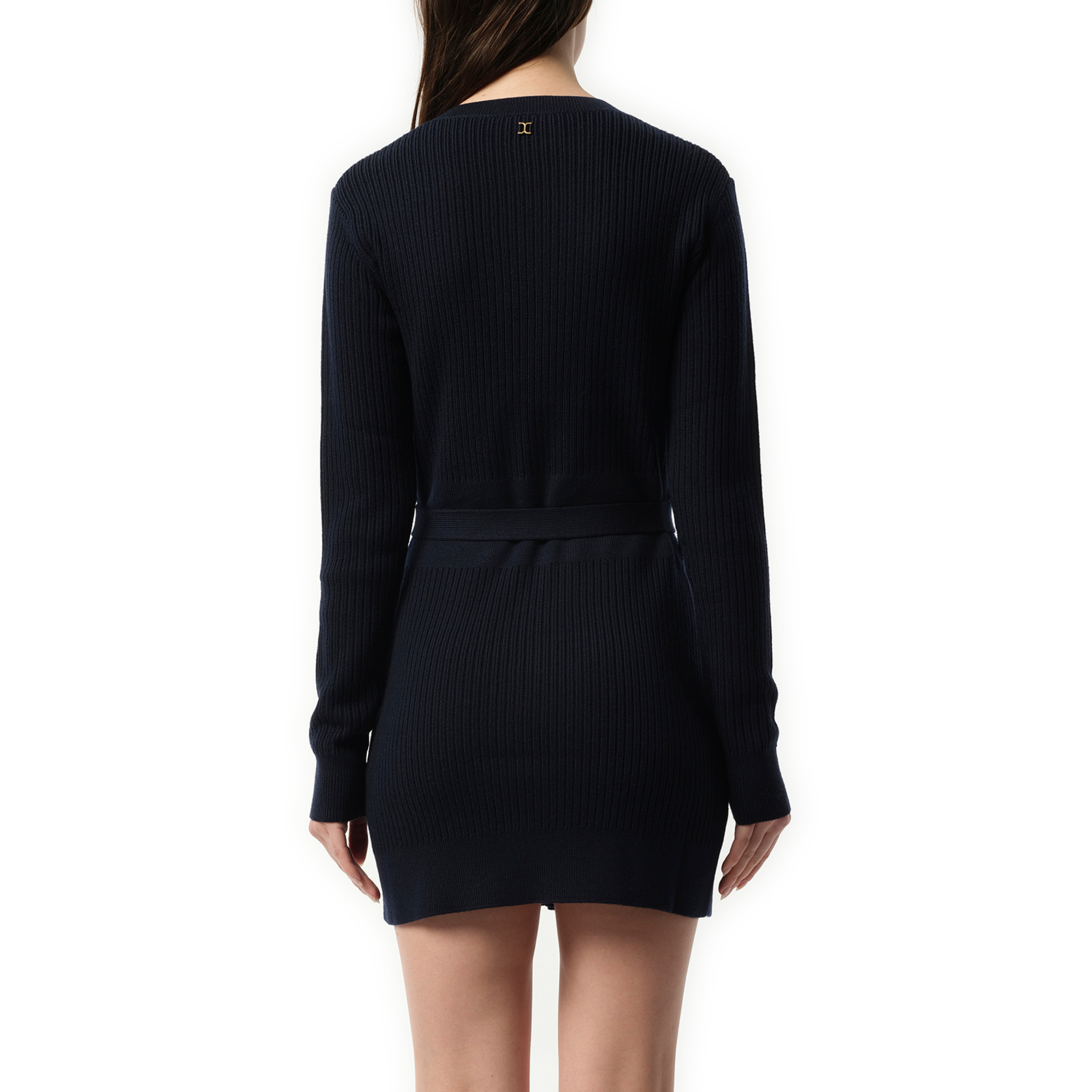 Long Fitted Cardigan in Navy - 6