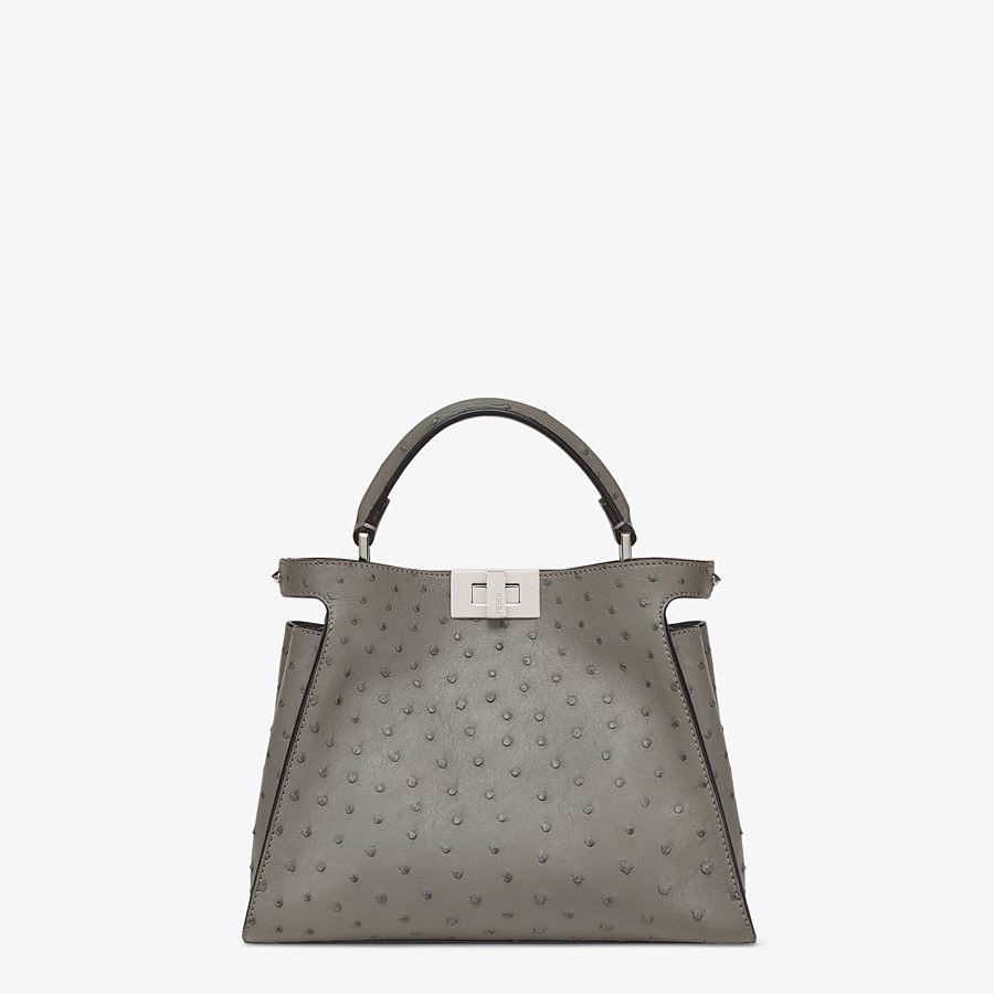 Dark gray ostrich leather bag - 1