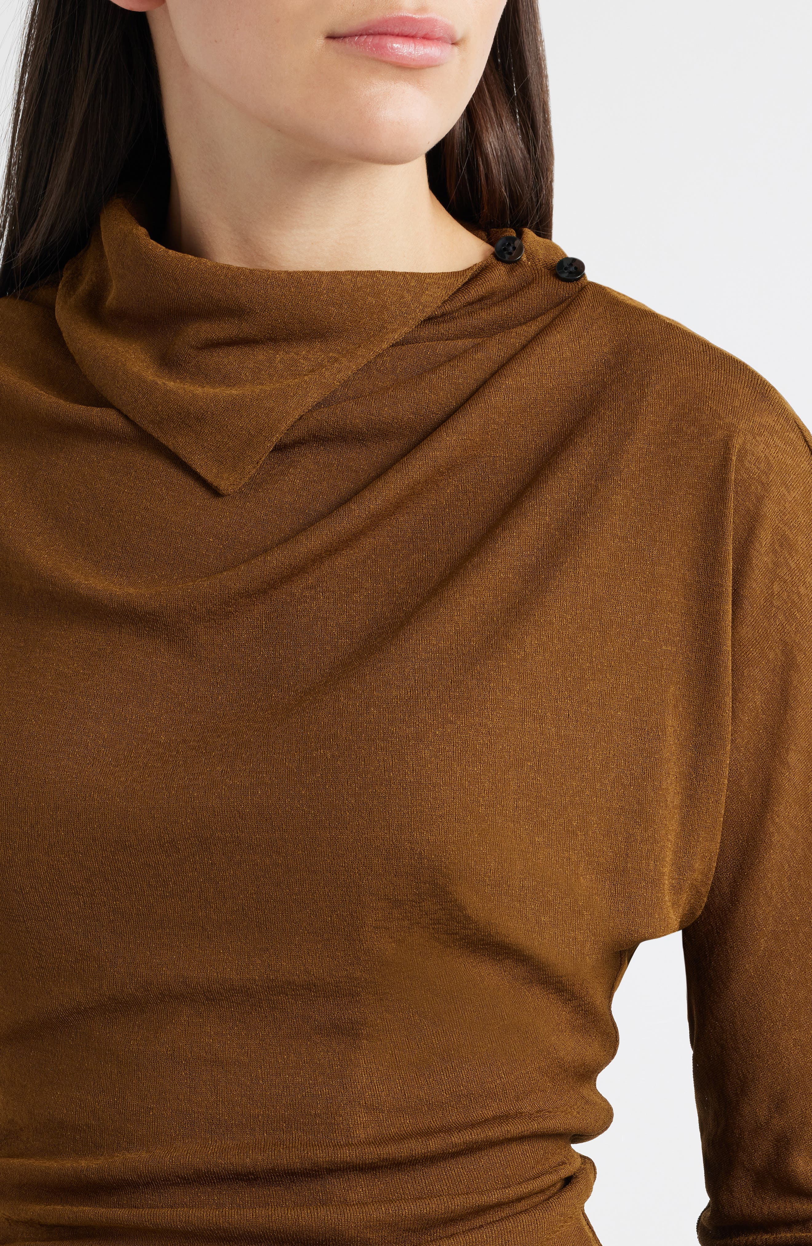 Proenza Schouler Golda Long Sleeve Jersey Top in Tobacco at Nordstrom - 4