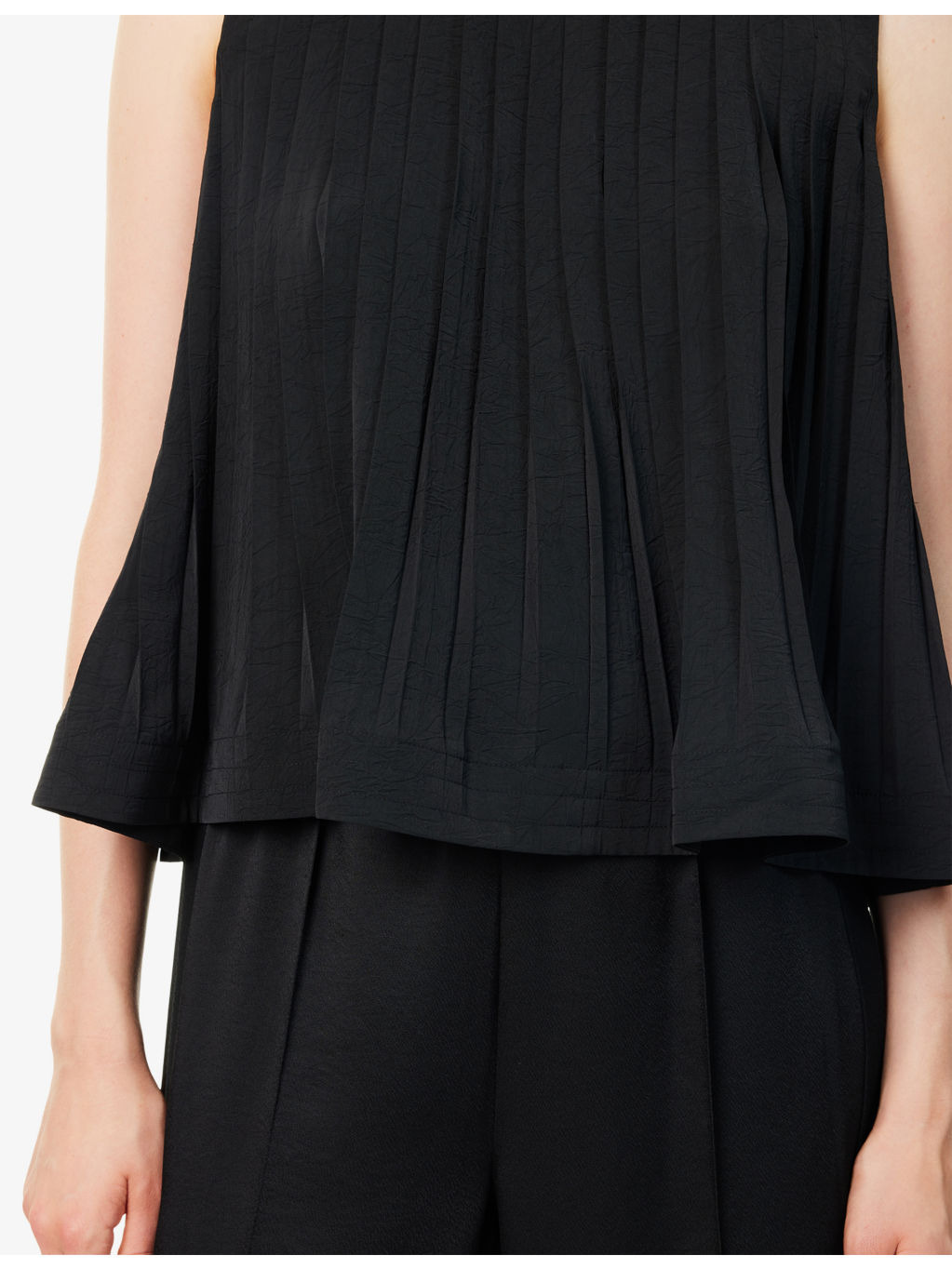 Pleated Sleeveless Woven Top - 5