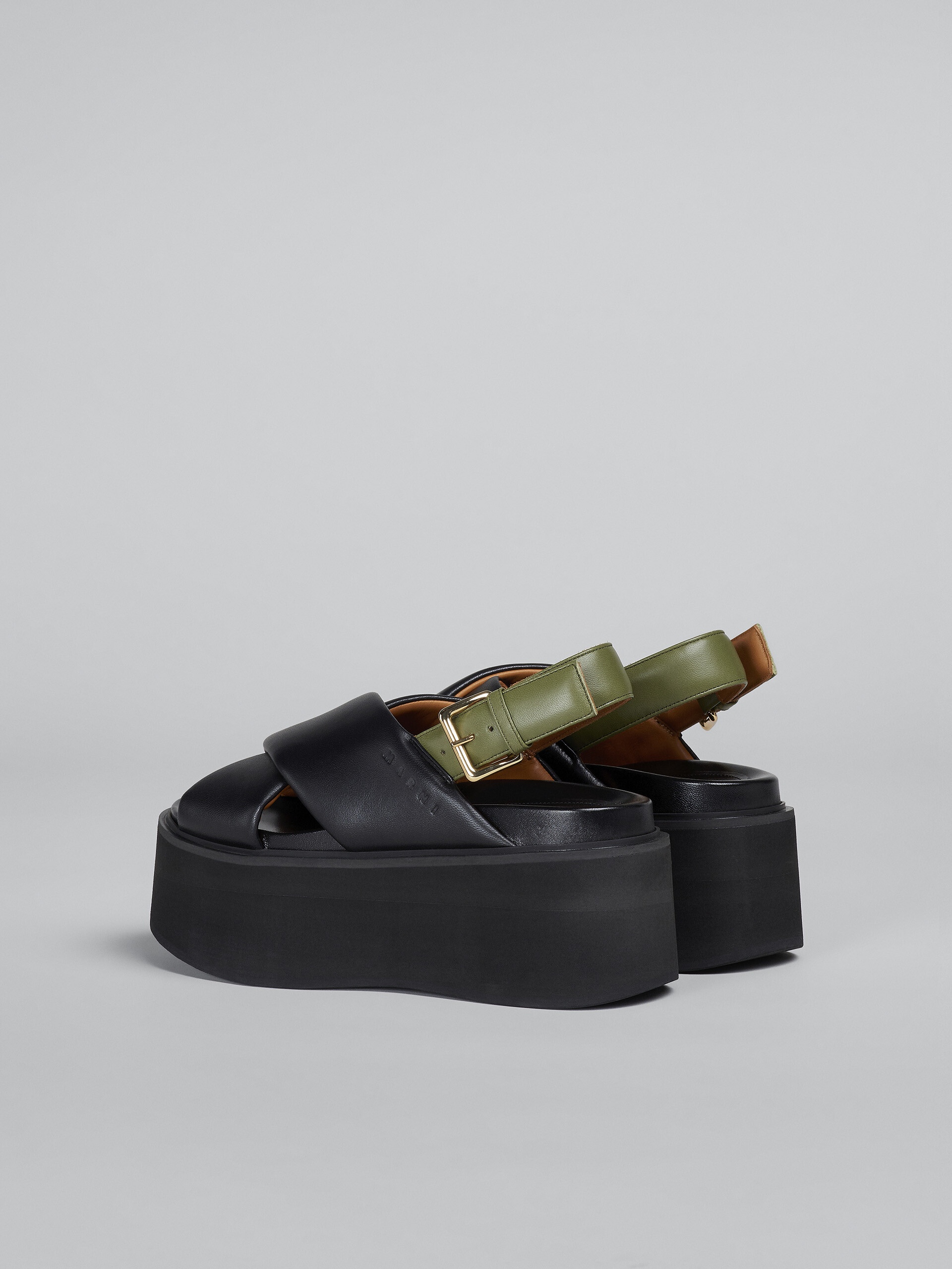 BLACK AND GREEN LEATHER WEDGE - 3