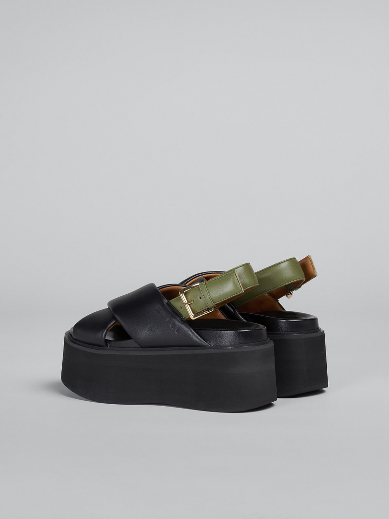 Marni BLACK AND GREEN LEATHER WEDGE outlook