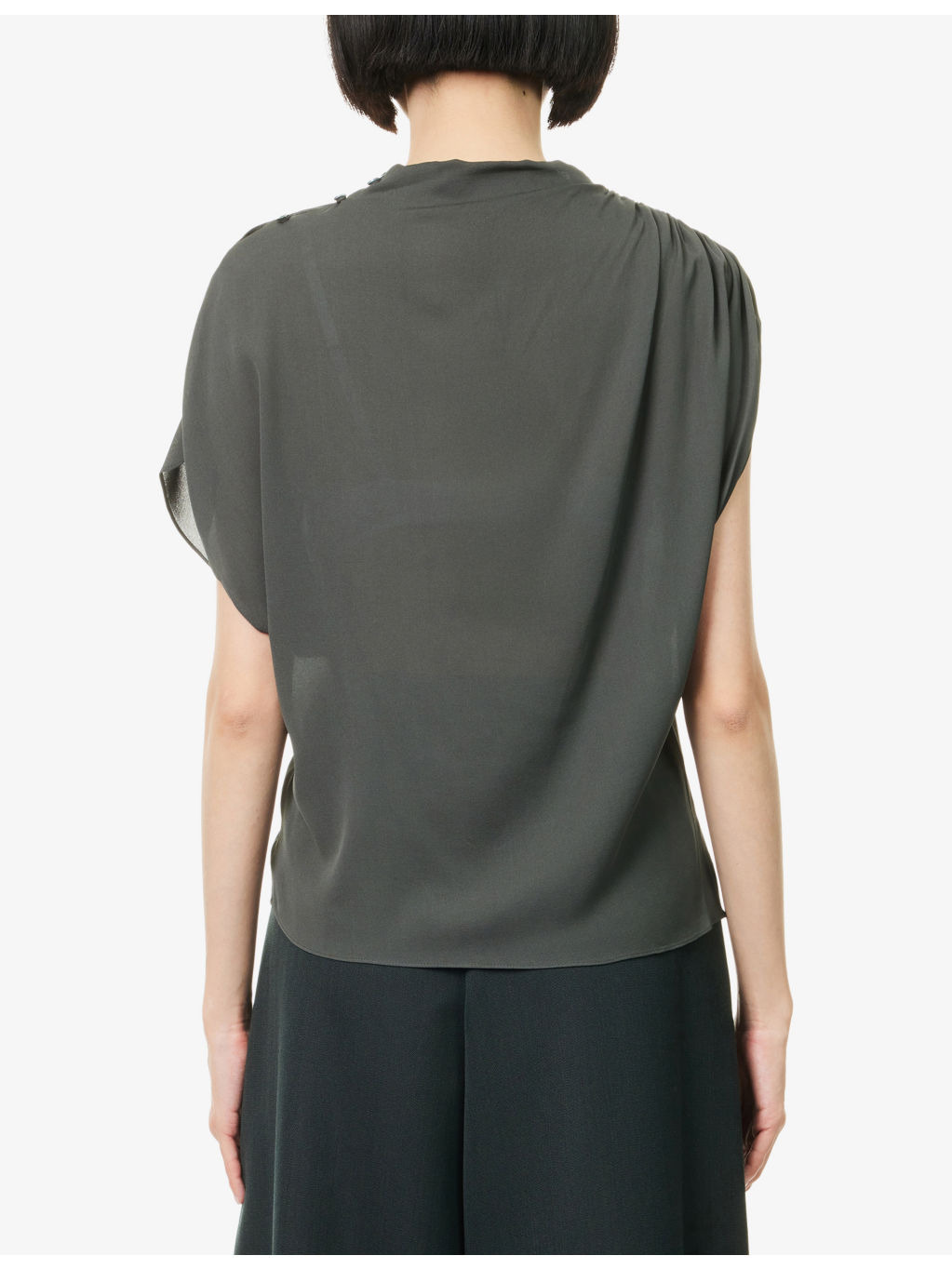 Wish You Would Ruched Stretch-Silk Top - 4