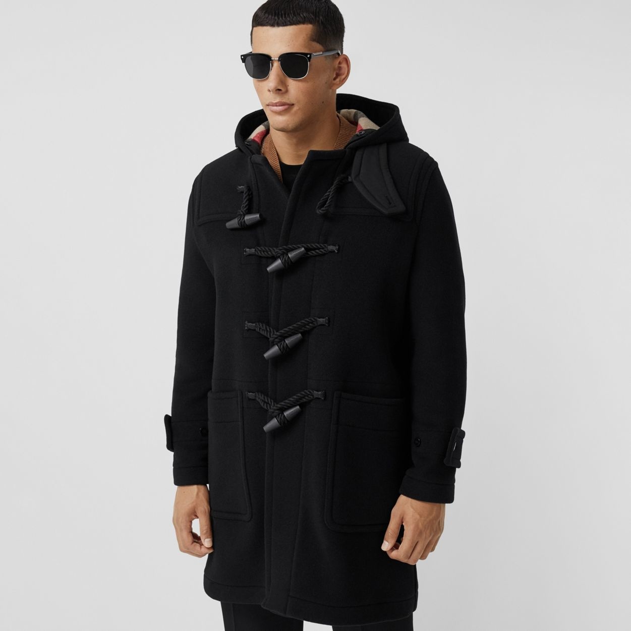 Check-lined Technical Wool Duffle Coat - 6