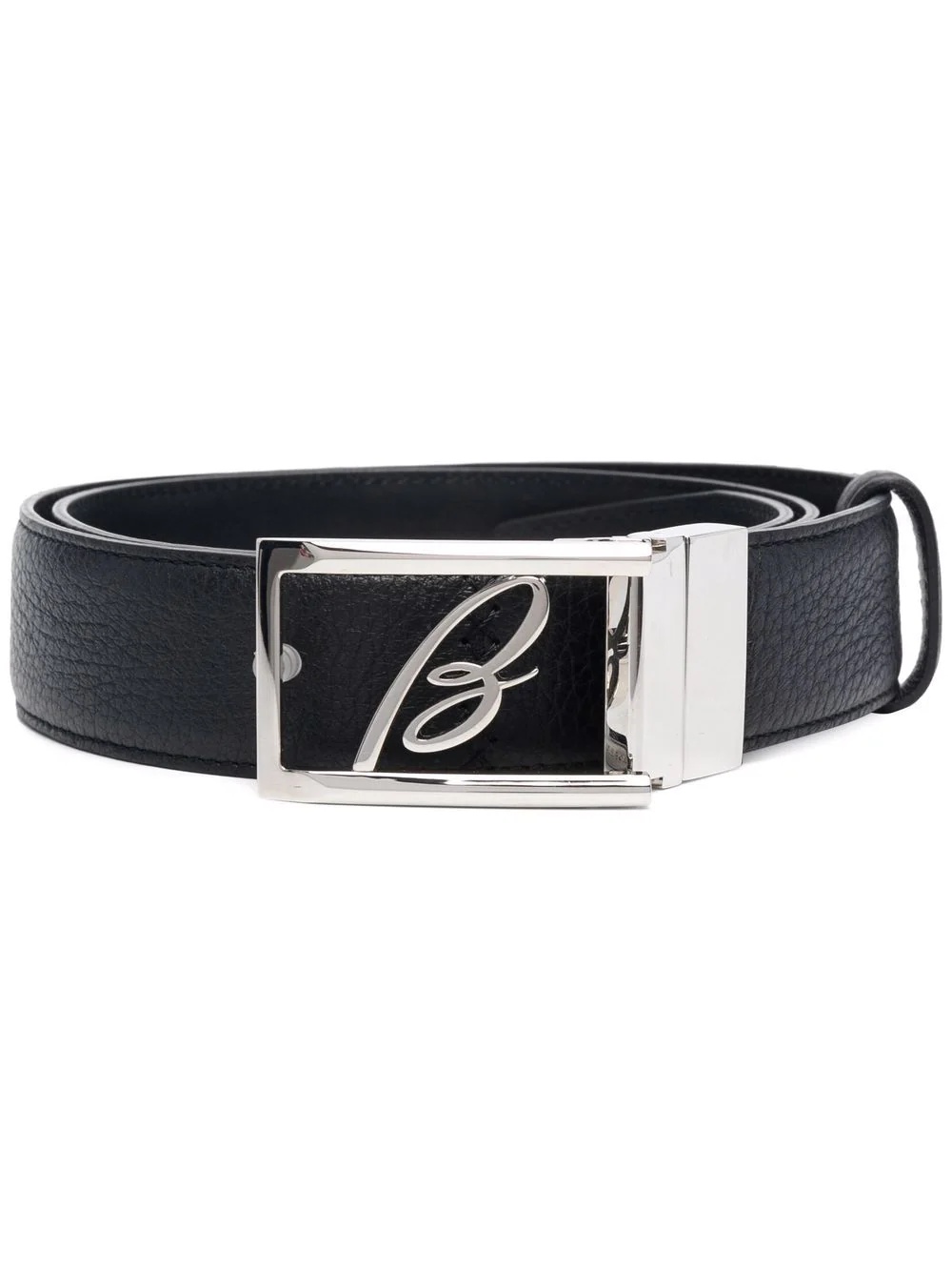 logo-plaque leather belt - 1