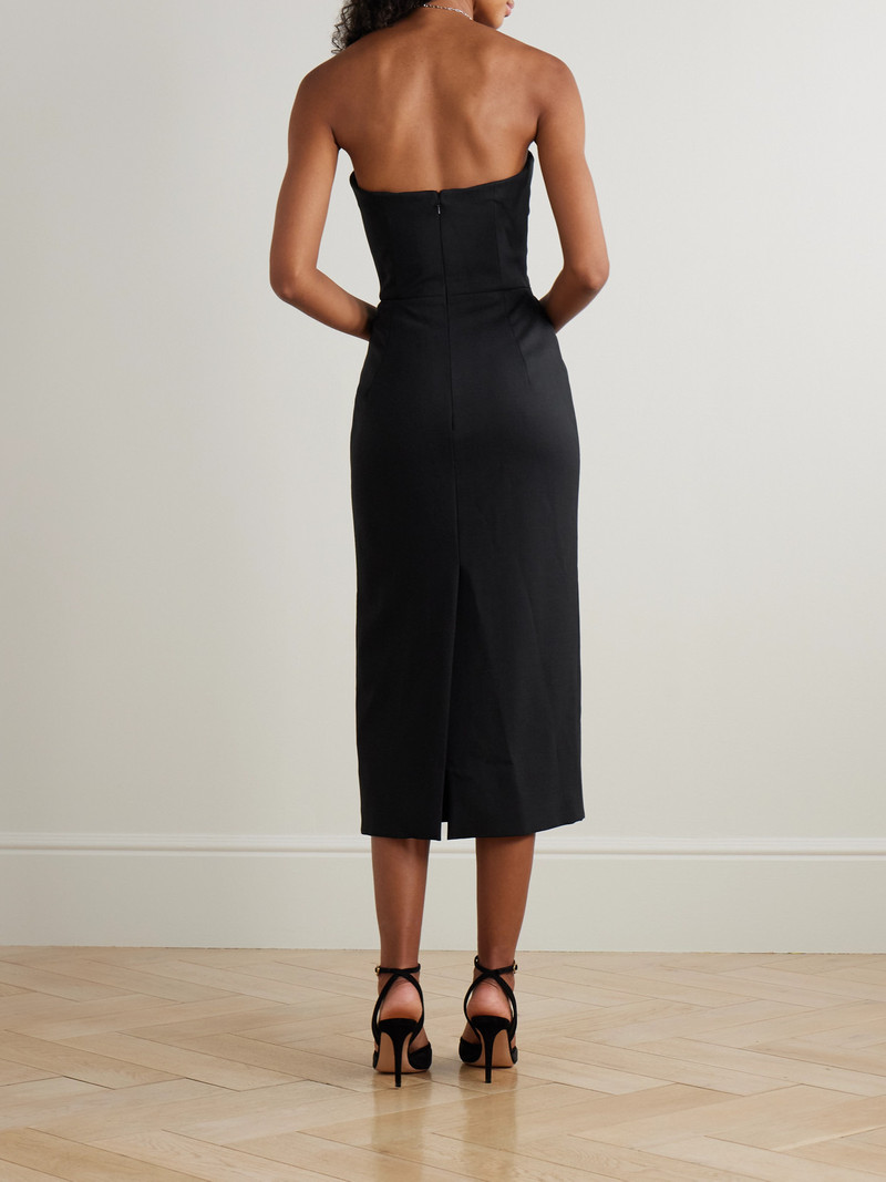 Strapless Ruched Wool-blend Midi Dress 3