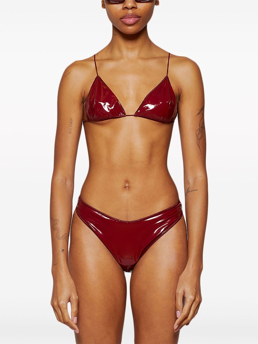 Microkini patent finish bikini set - 4