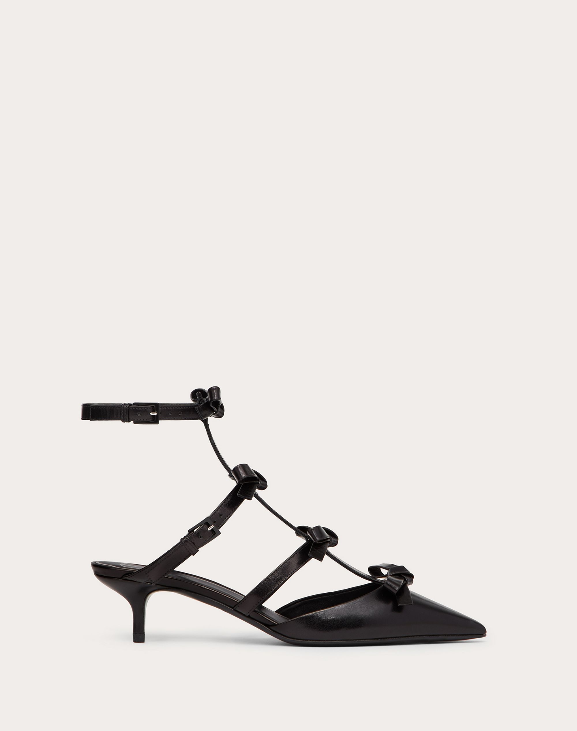 ANKLE STRAP PUMP WITH KIDSKIN FRENCH BOWS  40 MM - 1