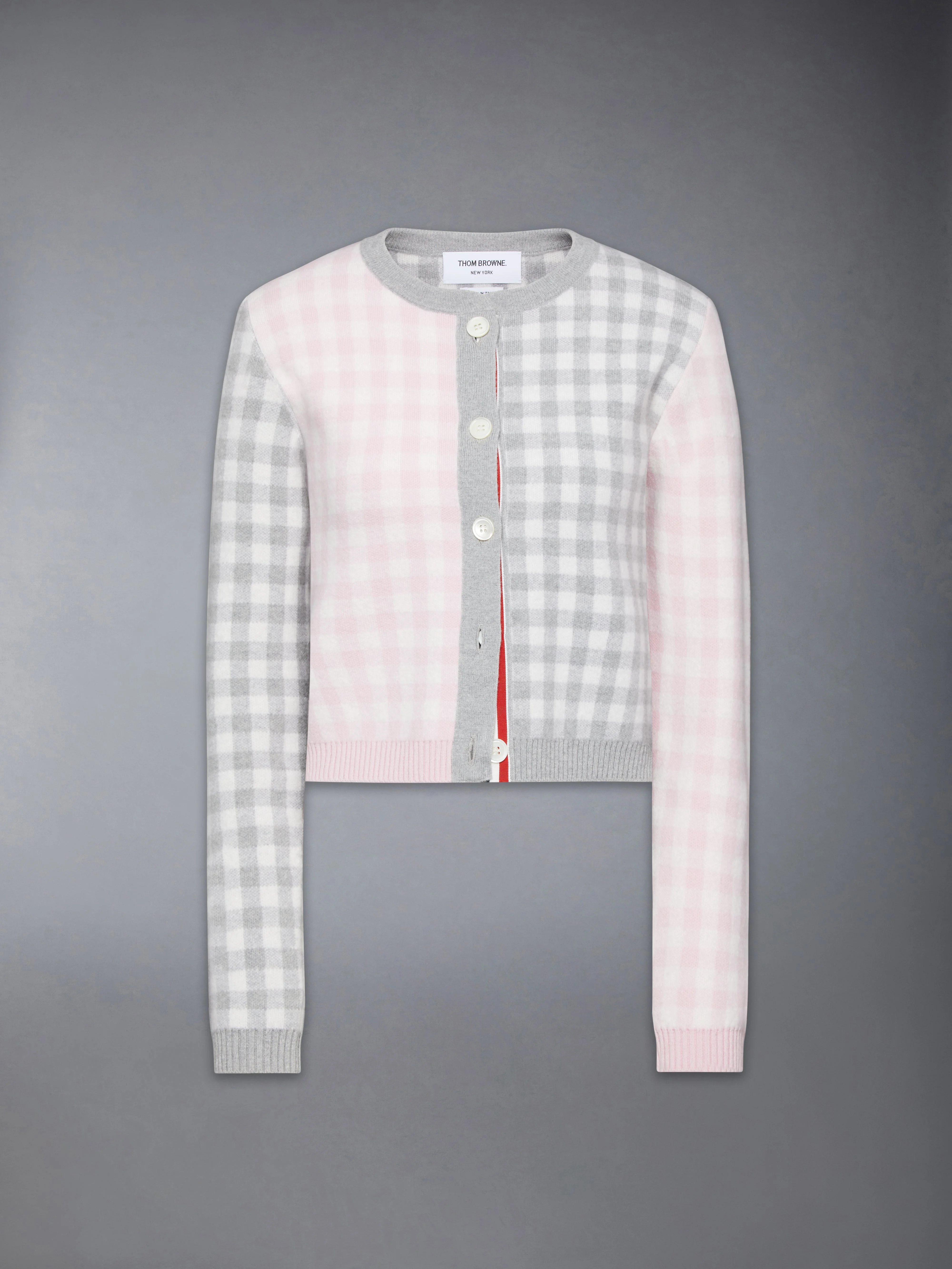 FUNMIX GINGHAM CHECK JACQUARD MERINO WOOL CARDIGAN - 1