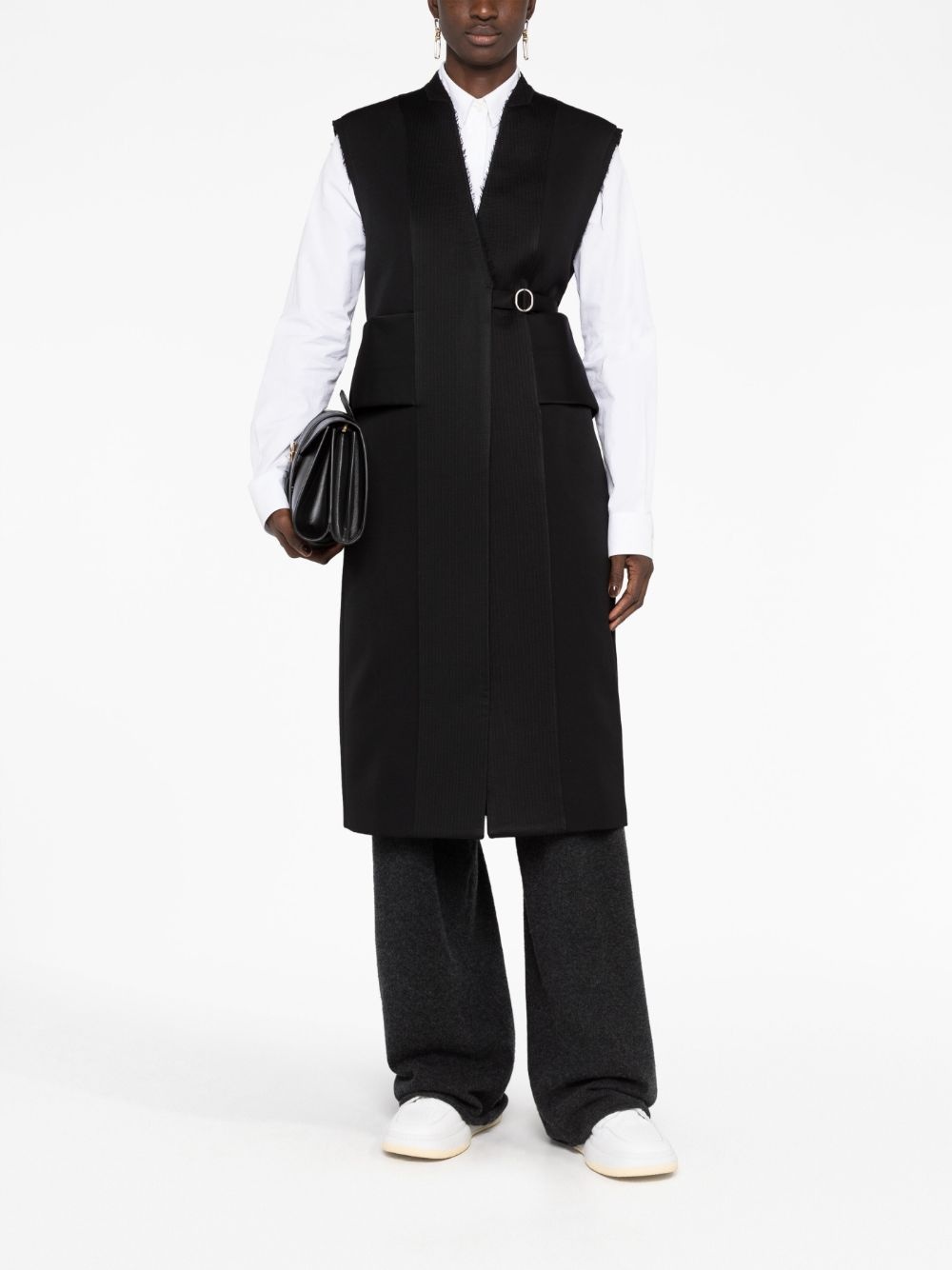 knee-length belted vest - 2