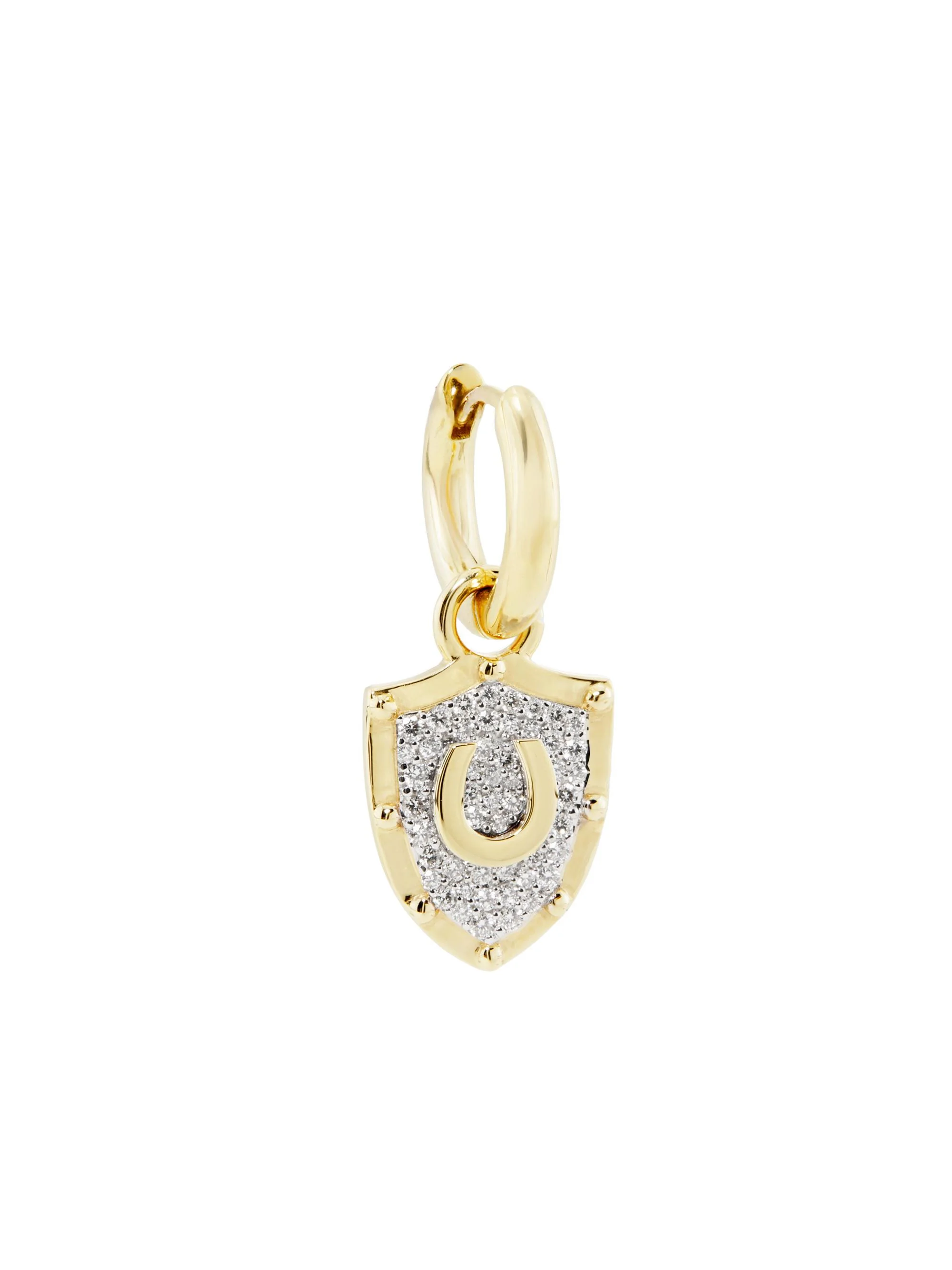 Women's Protection 18K Yellow Gold & 0.19 TCW Diamond Single Horseshoe Crest Drop Earring - Yellow G - 1