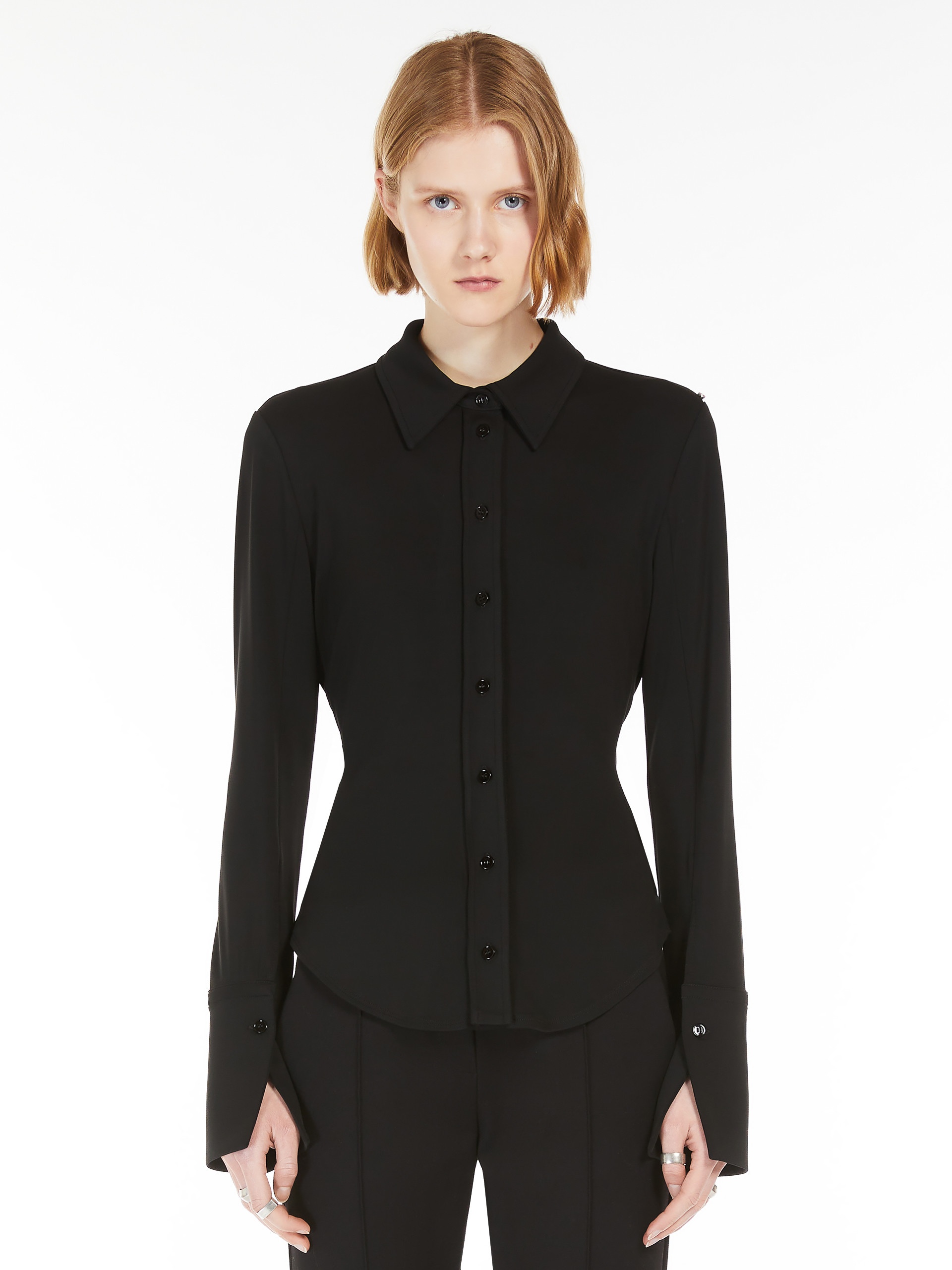 CANDIDO Fitted crêpe jersey shirt - 3