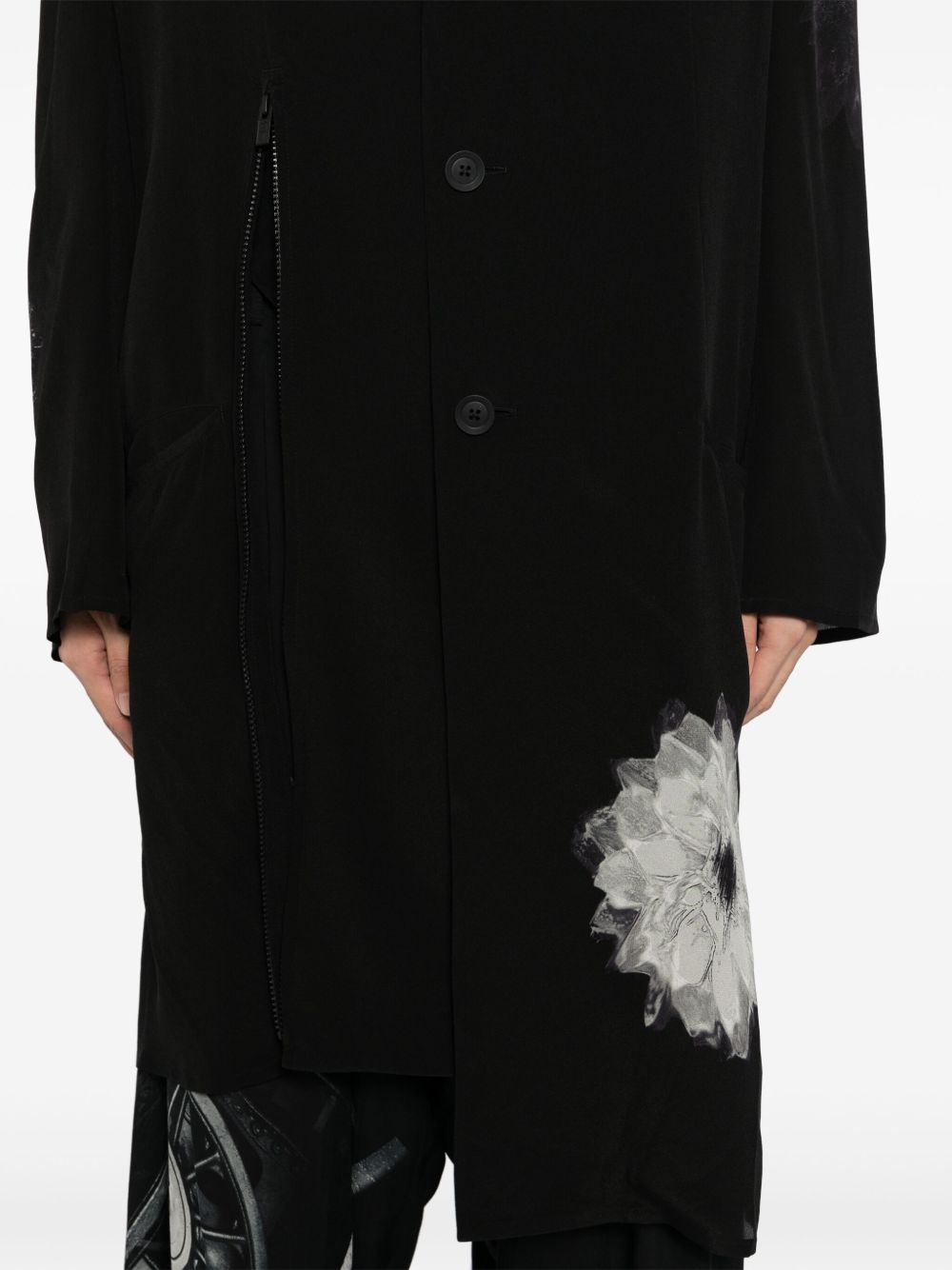 flower-print slit jacket - 5