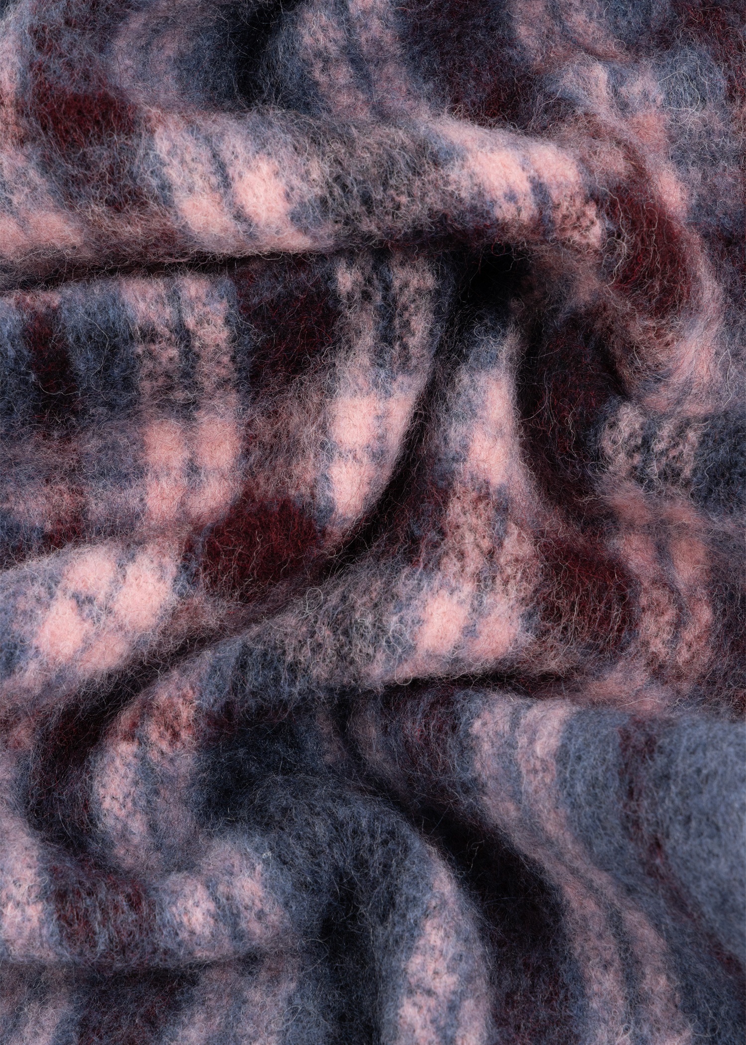 Women's Blue And Pink Check Wool-Blend Scarf - 4
