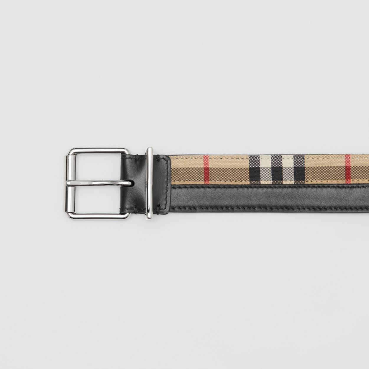 Logo Print Vintage Check and Leather Belt - 1