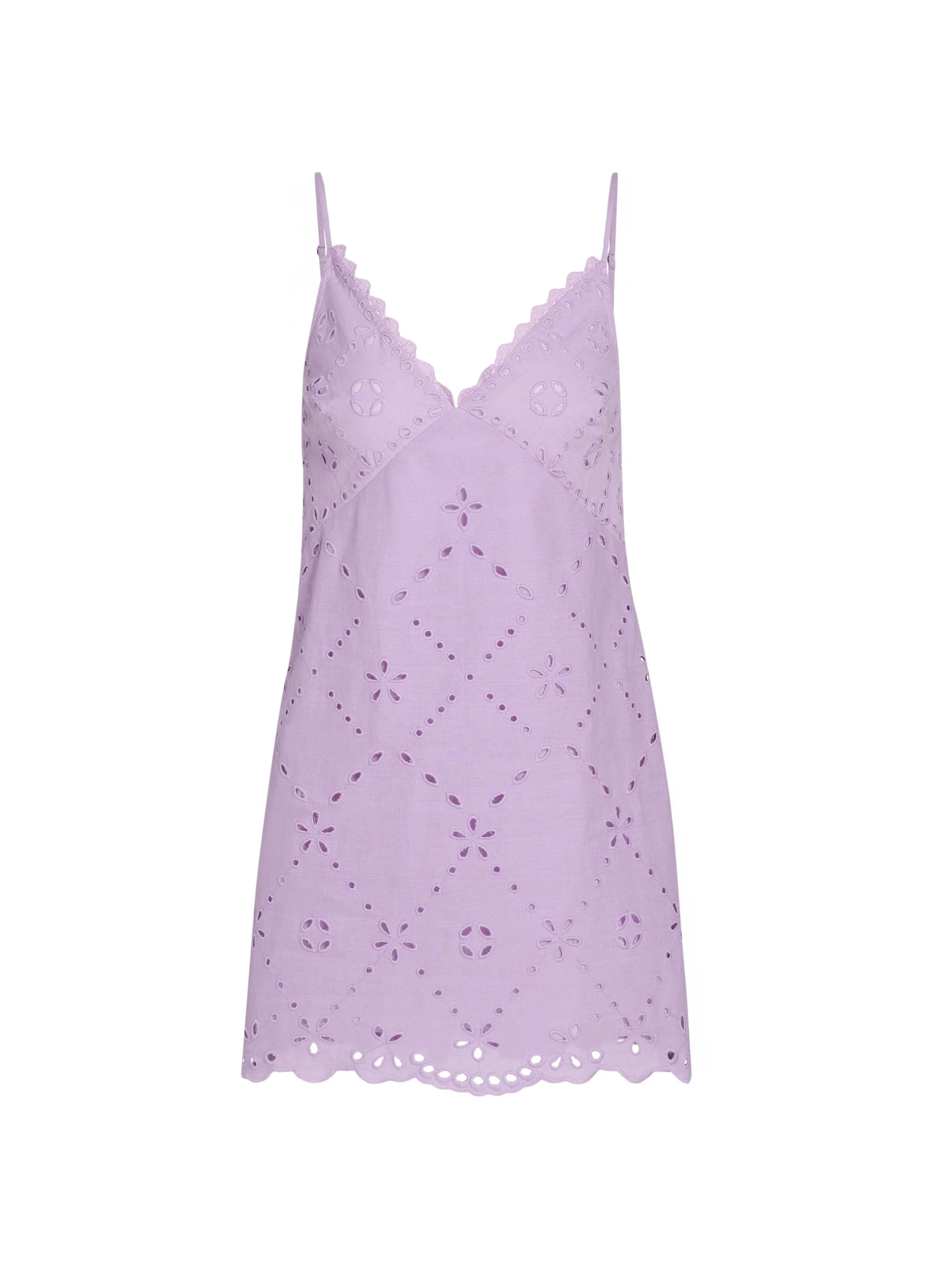Women's Cotton-Linen A-Line Minidress - Purple - 1