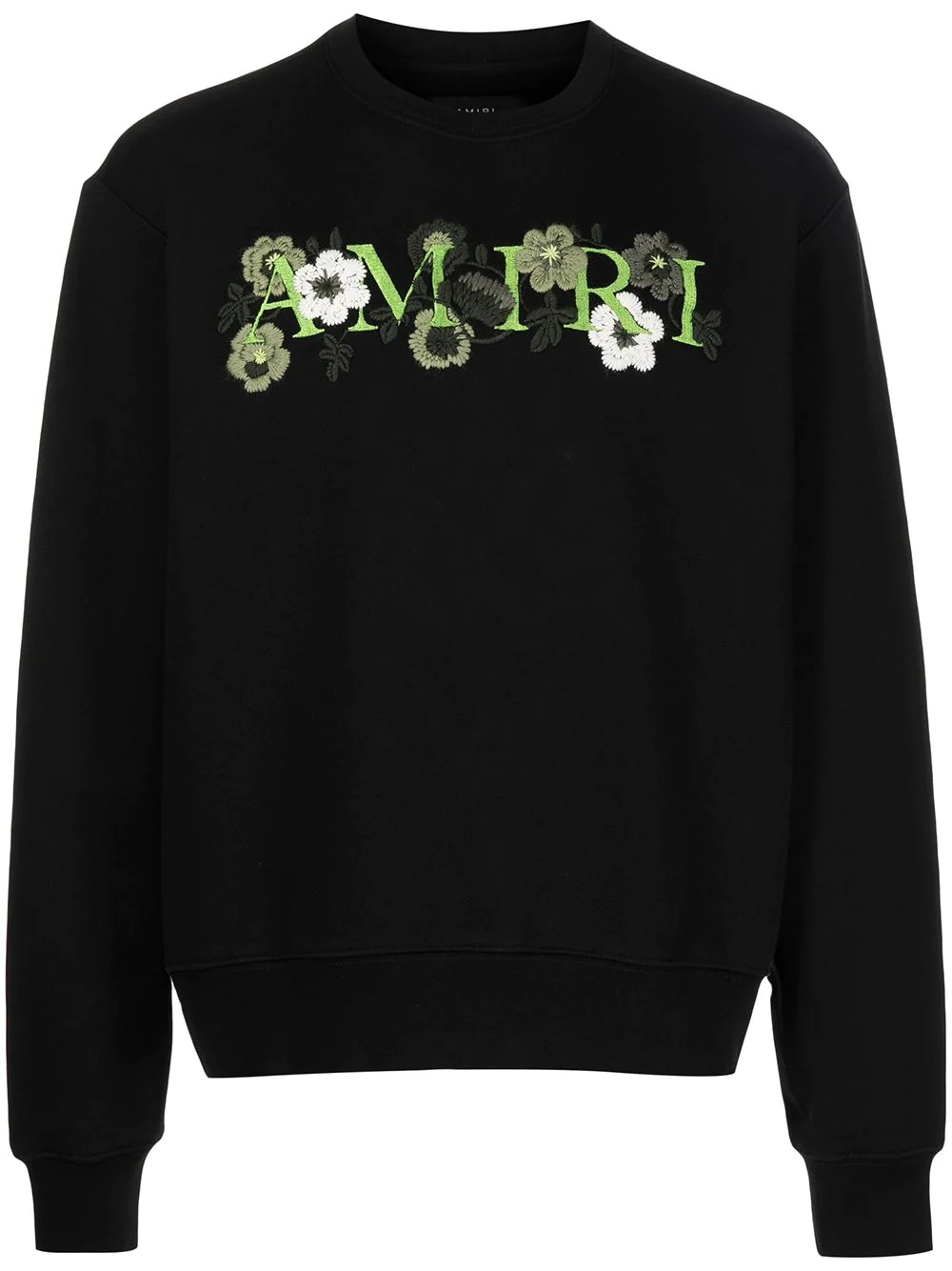 floral embroidery crew neck sweatshirt - 1