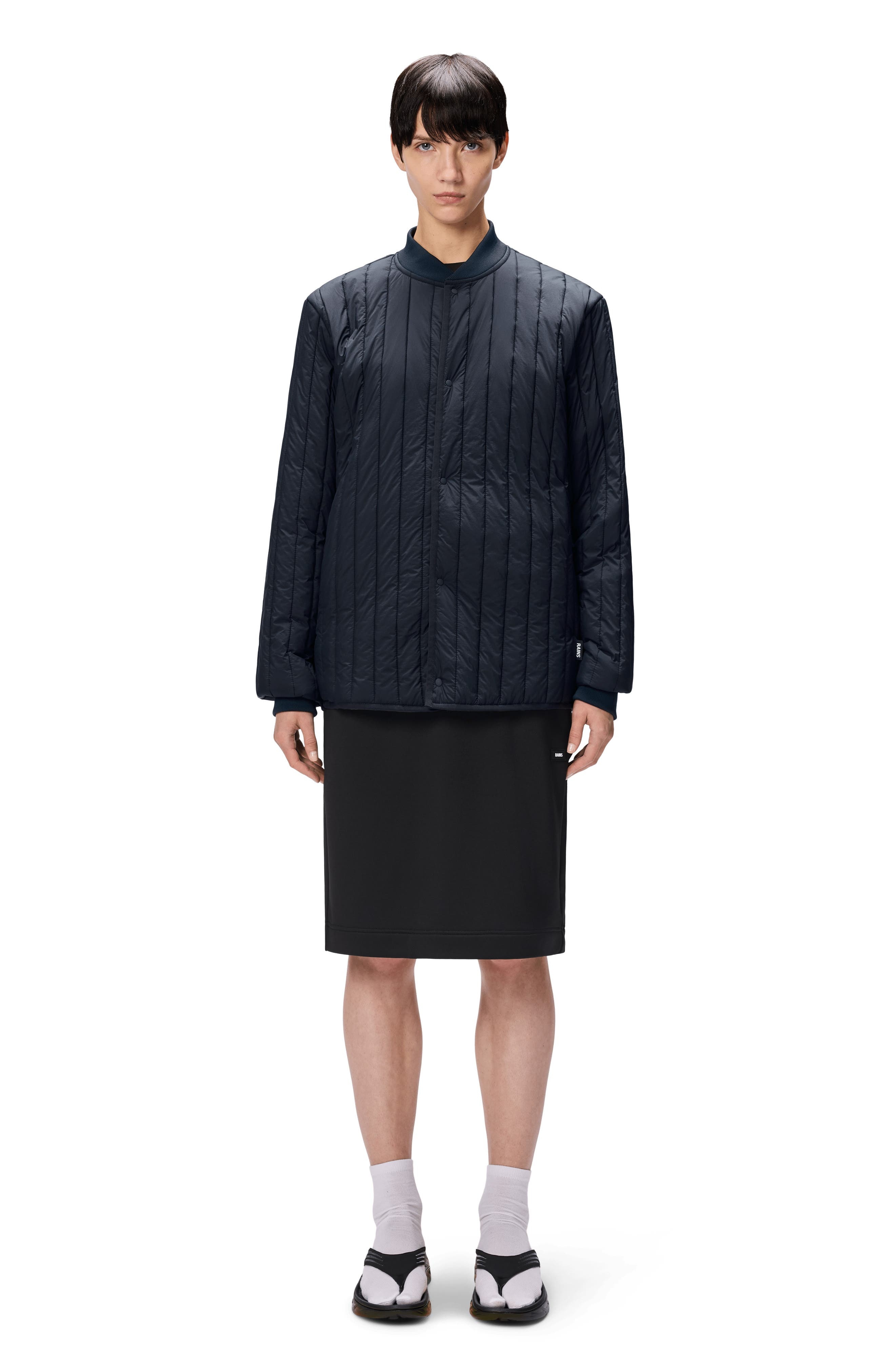 Rains Banja Water Repellent Bomber Liner Jacket in Navy at Nordstrom - 5