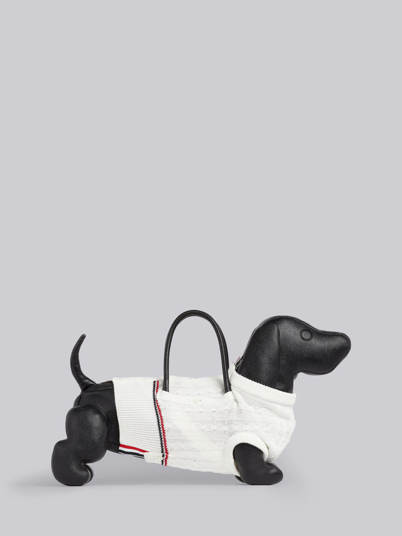 Black Pebbled Calfskin Cotton Aran Cable Sweater Hector Bag 4