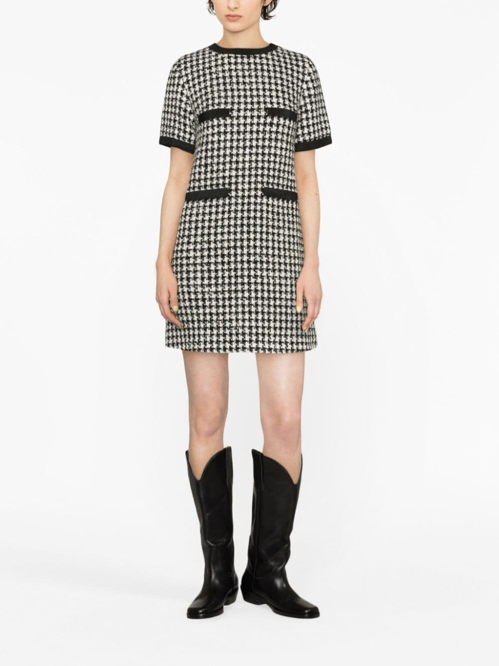 houndstooth bouclé minidress - 2