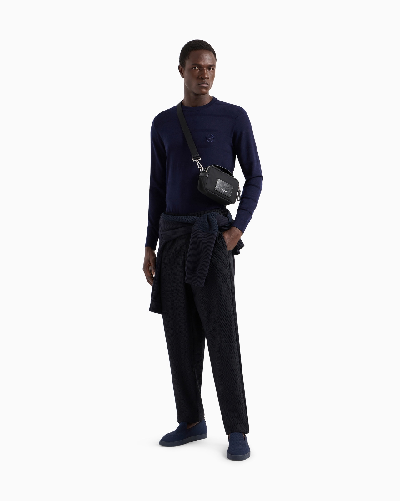 Technical waffle flat-front trousers - 2