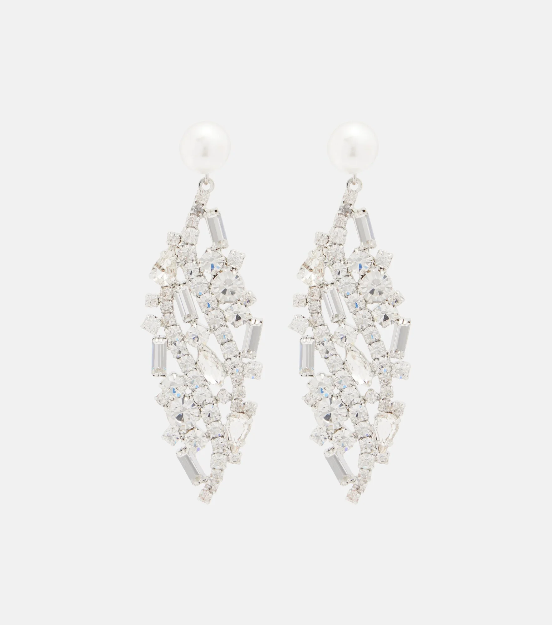 Crystal-embellished faux-pearl drop earrings - 1