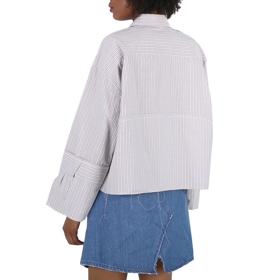MM6 Maison Margiela Ladies Striped Cotton Cropped Shirt - 5