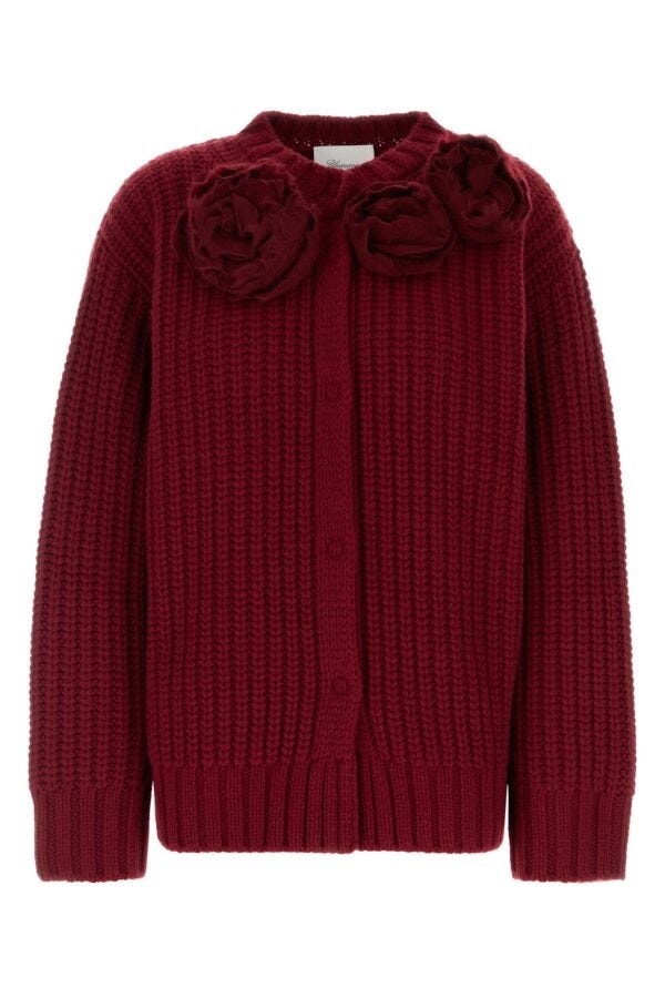 Blumarine Woman Burgundy Wool Blend Cardigan - 1