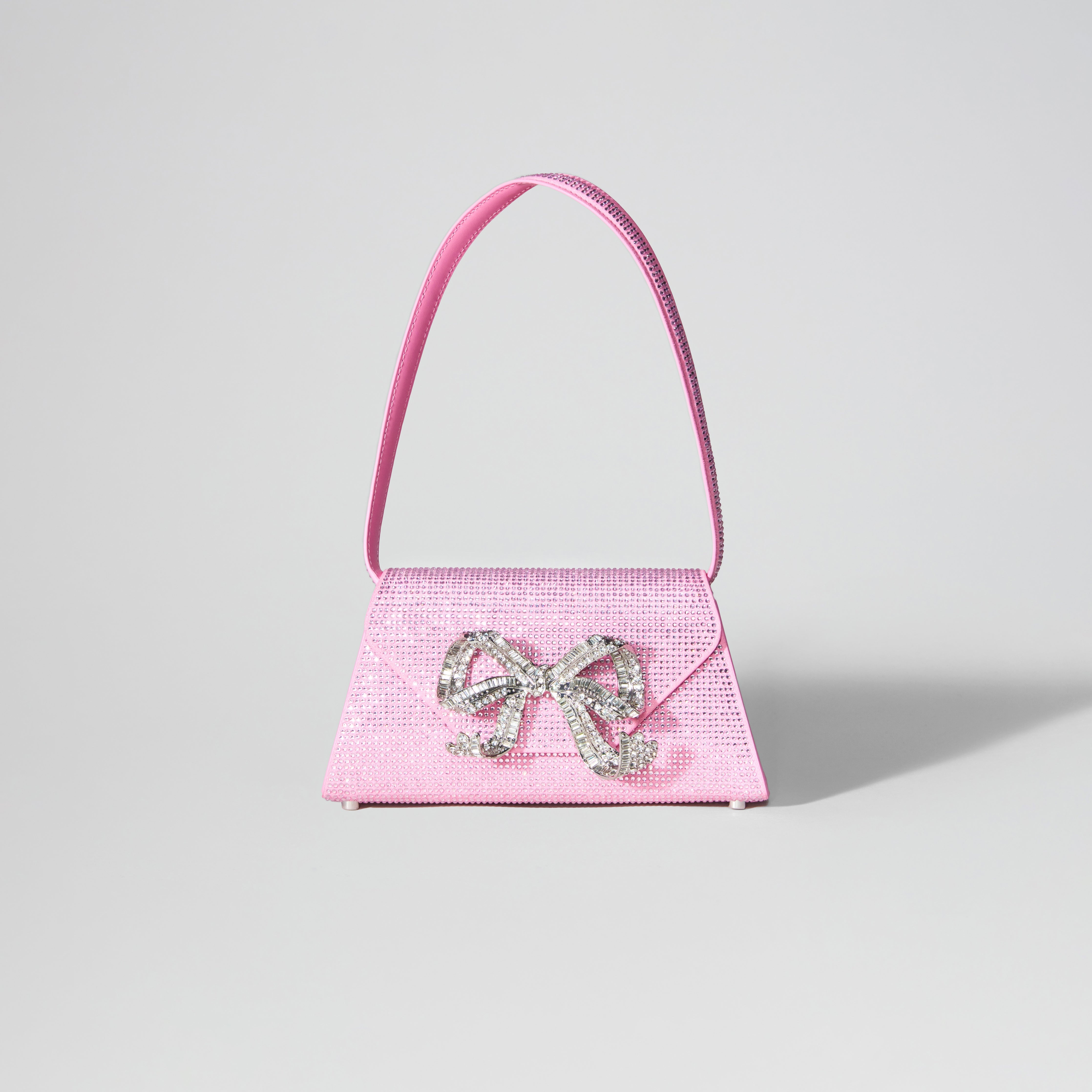 Pink Rhinestone Bow Mini Shoulder Bag - 1