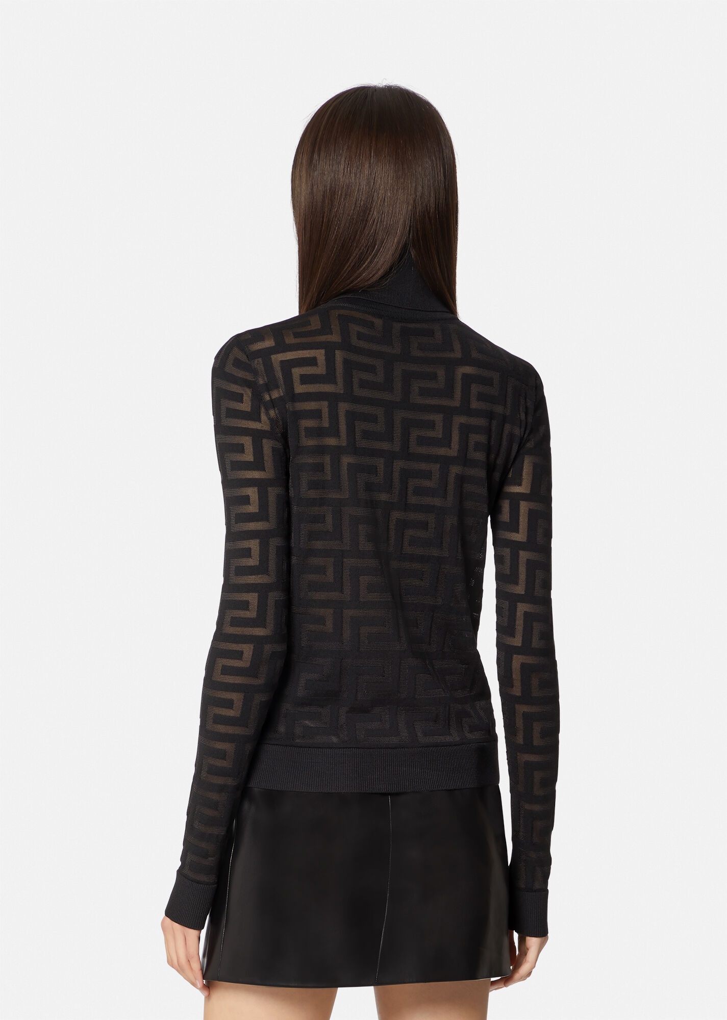 Greca Intarsia Turtle Neck Sweater - 3