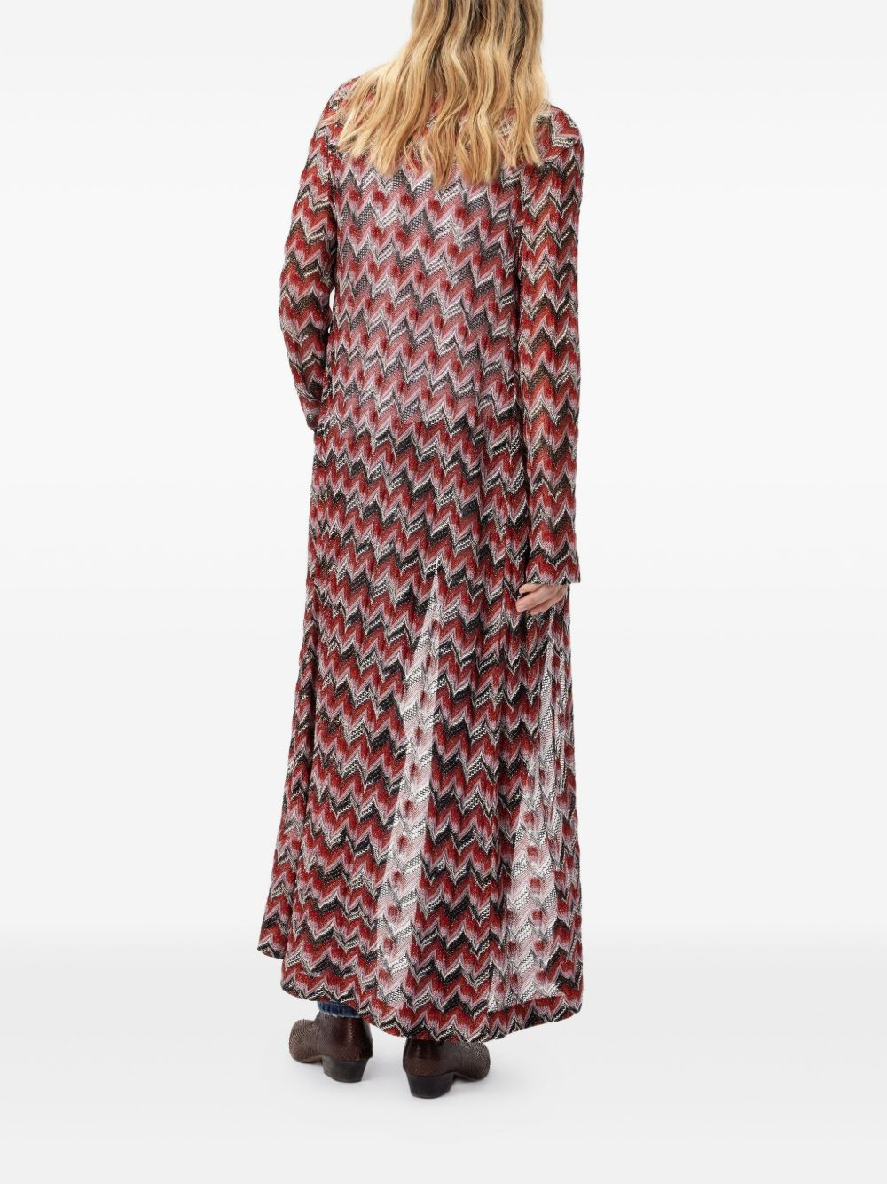 chevron-pattern maxi cardigan - 3