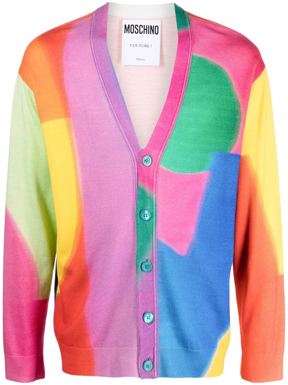 colour-block knit cardigan - 1