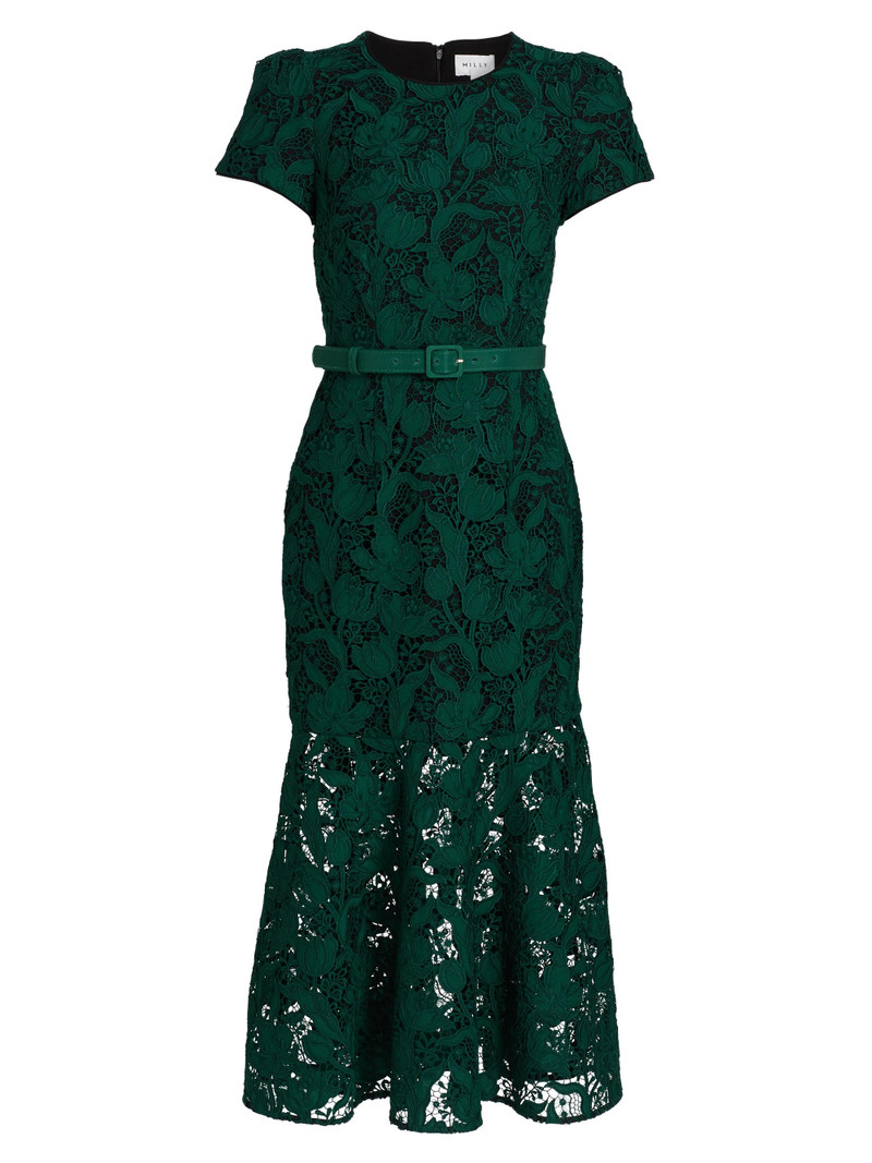 Women's Tahlia Tulip Garden Lace Midi-Dress - Dark Green 1
