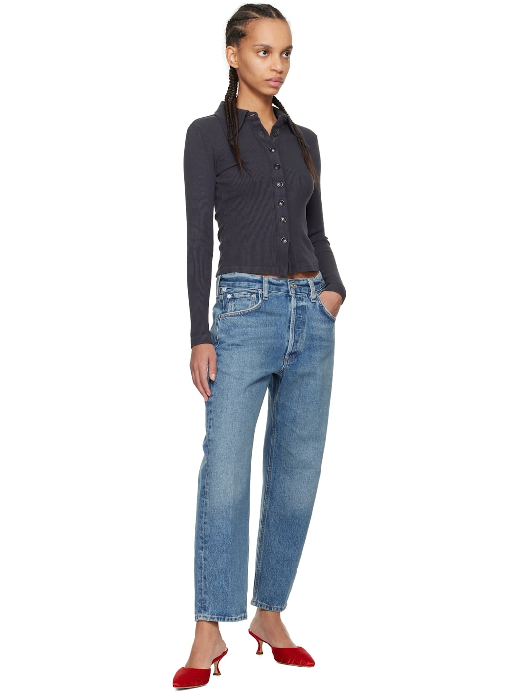 Blue Winslow Cropped Boyfriend Jeans - 4