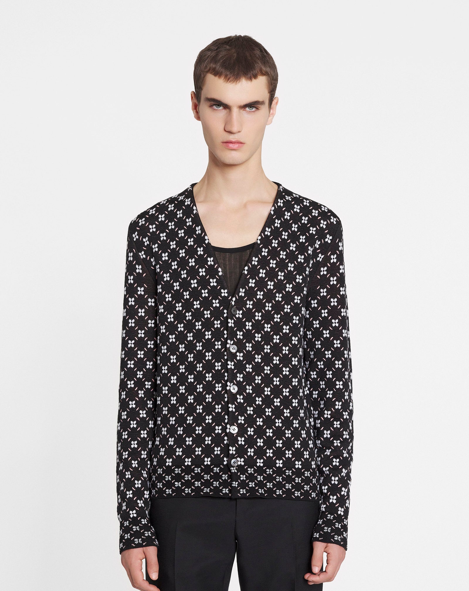 FLORAL JACQUARD BOXY CARDIGAN - 3