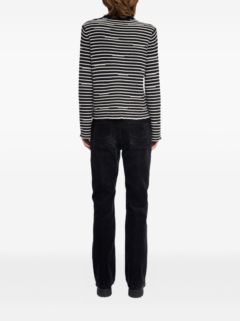 Spiky striped button-detailed sweater - 4