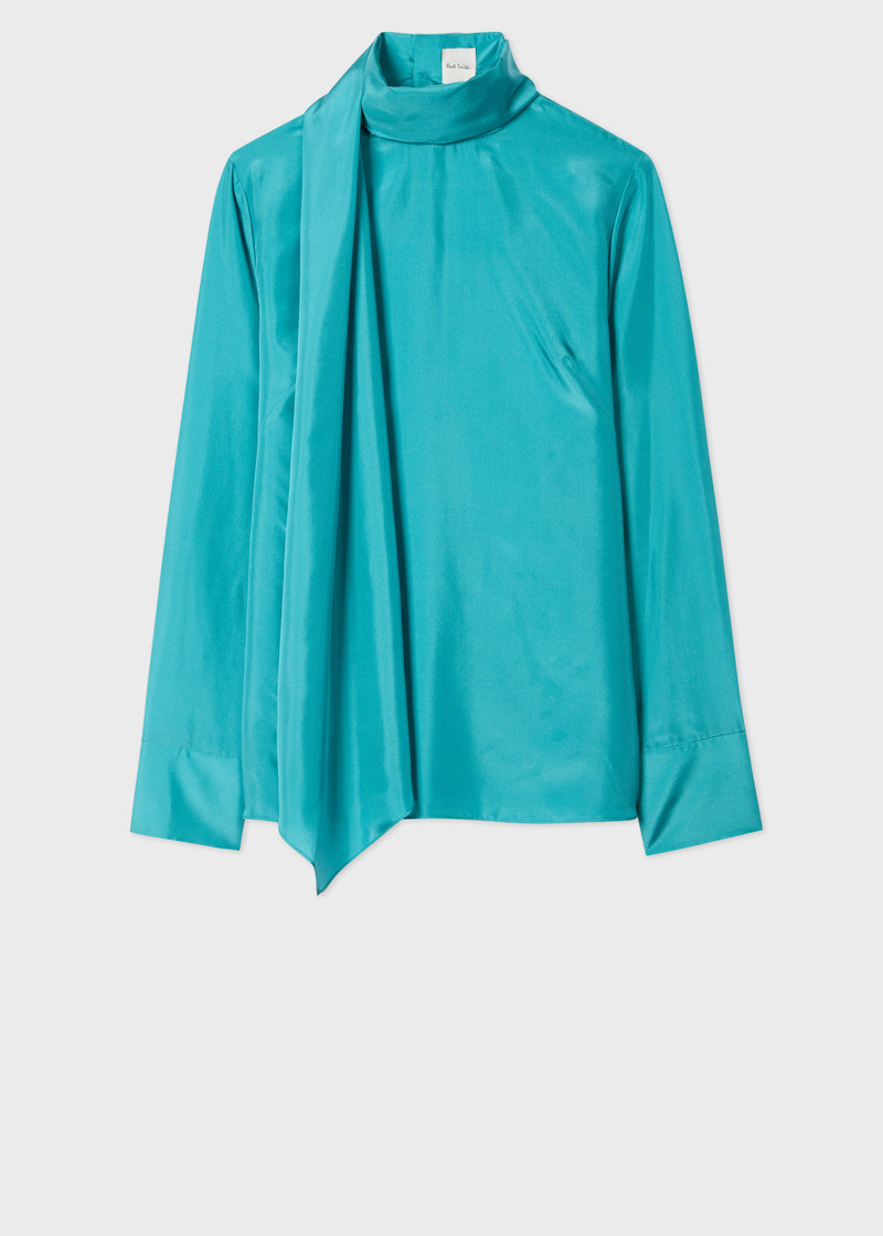 Women's Emerald Green Silk Blouse 1